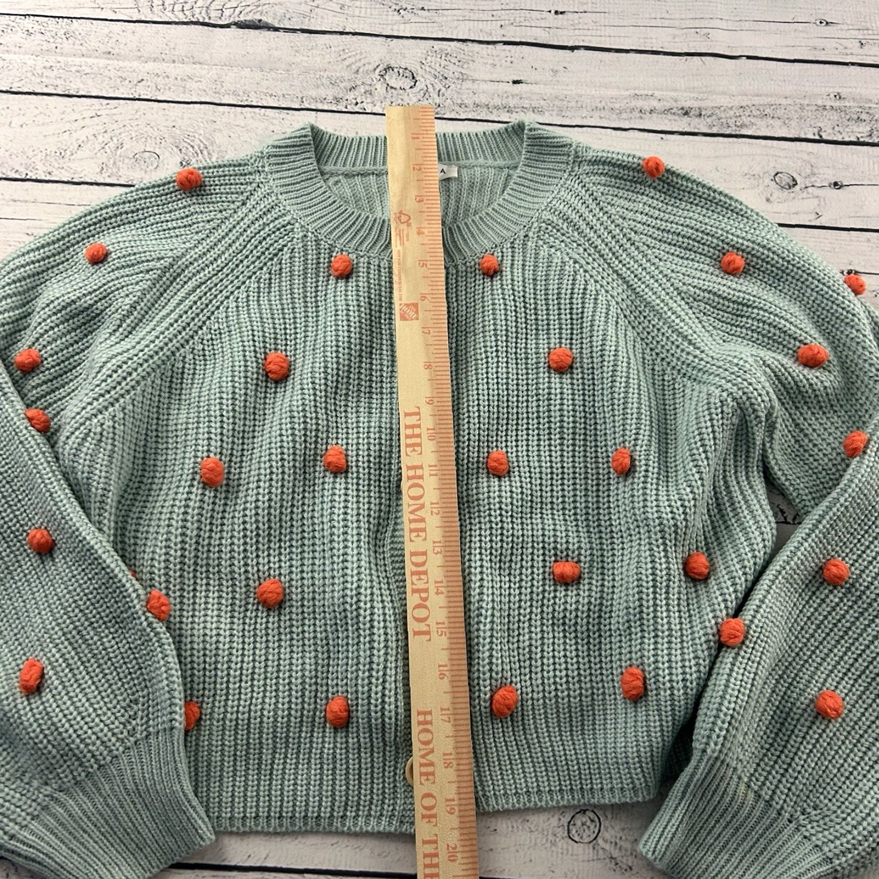 Vintage Storia Sweater Cardigan Button Front Women's Small Sea Foam Green Blue Orange Size S / US 4 / IT 40 - 3 Thumbnail