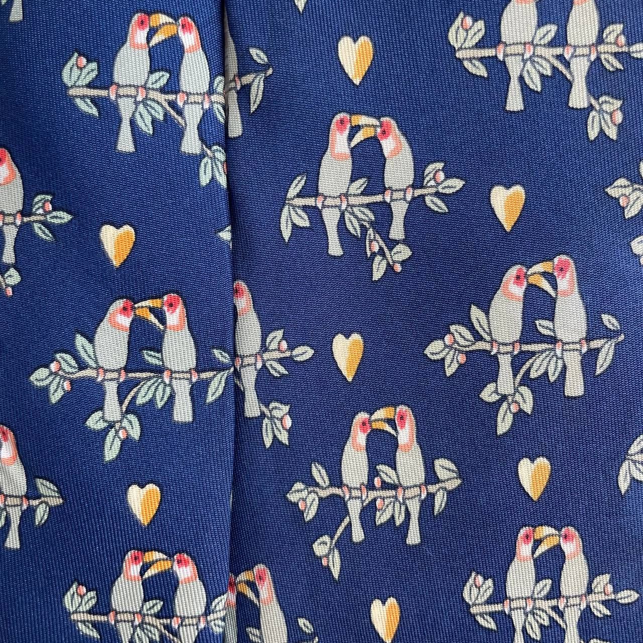 Hermes Hermes Paris Silk Tie 7481 IA Parrots Blue Size ONE SIZE - 1 Thumbnail