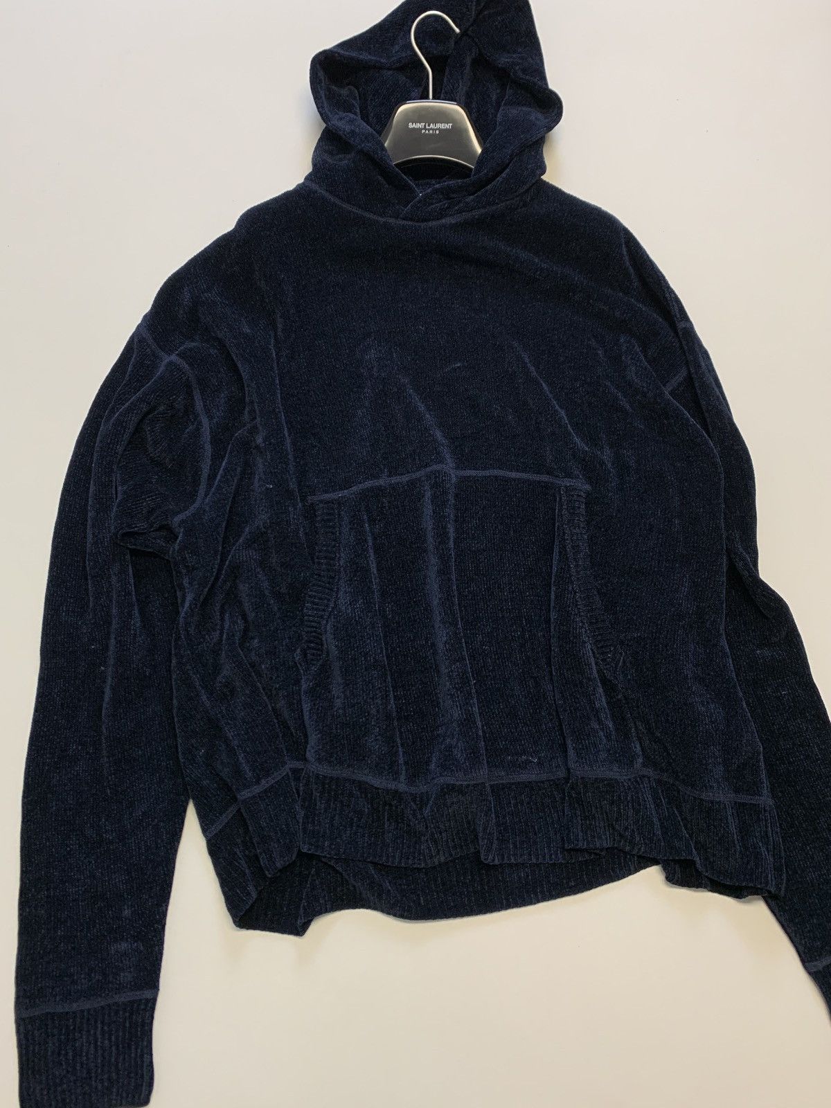Acne Studios FW2020 sample velvet knit hoodie navy blue Size US XL / EU 56 / 4 - 5 Thumbnail
