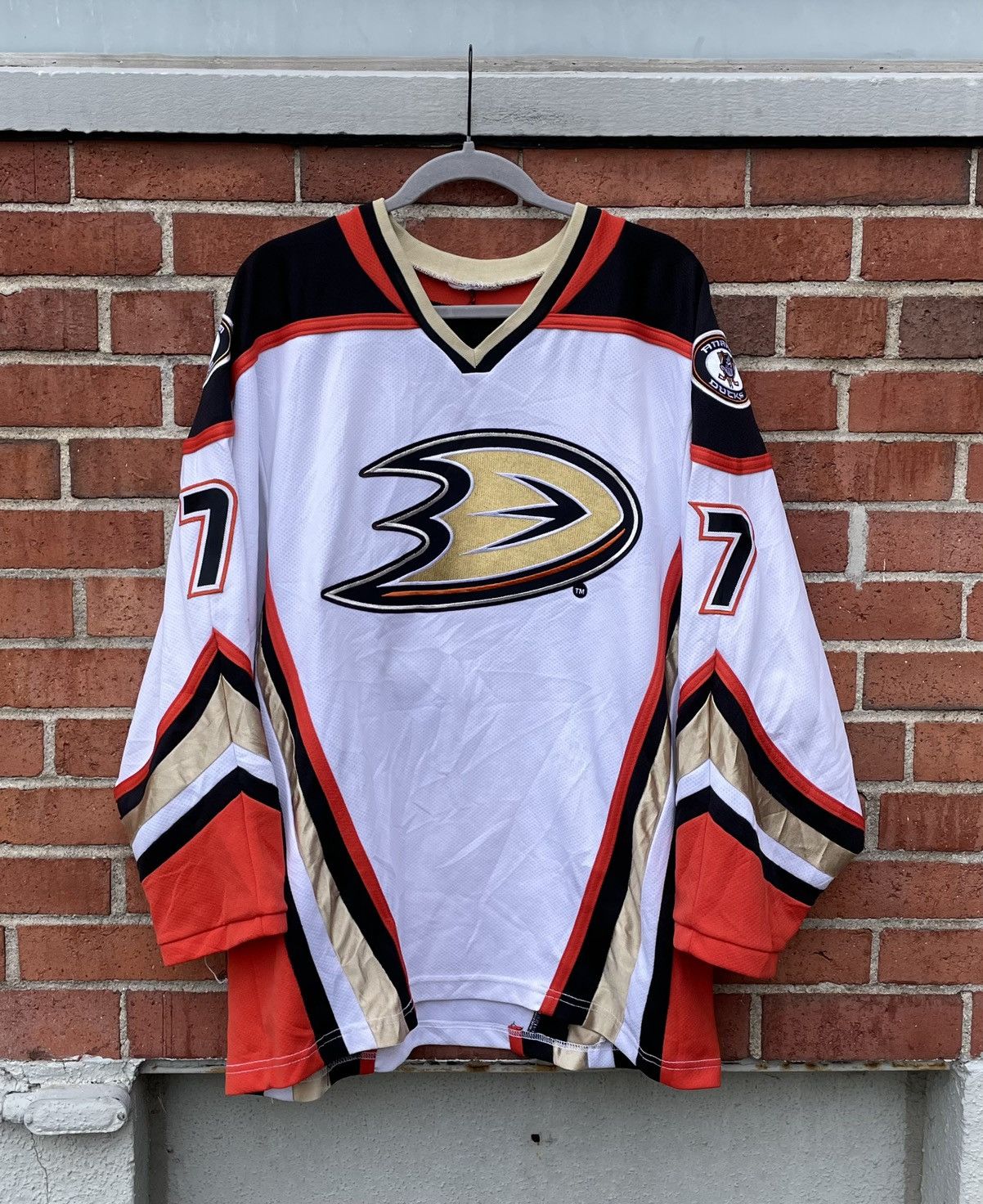 rare K1 Anaheim Ducks #7 Logan Fessenden Sewn Hockey Jersey