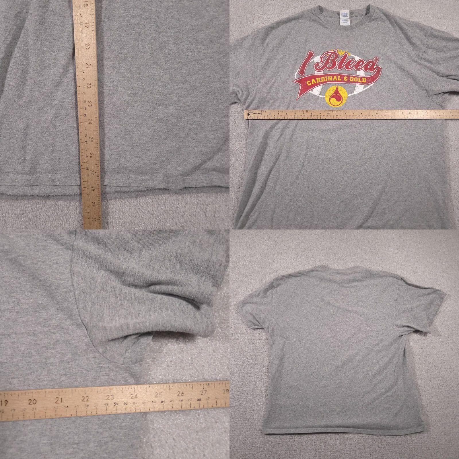 Vintage Cardinal & Gold Football Shirt Mens 2XL Gray I Bleed Graphic Tee Fan Spirit Size US XXL / EU 58 / 5 - 8 Thumbnail