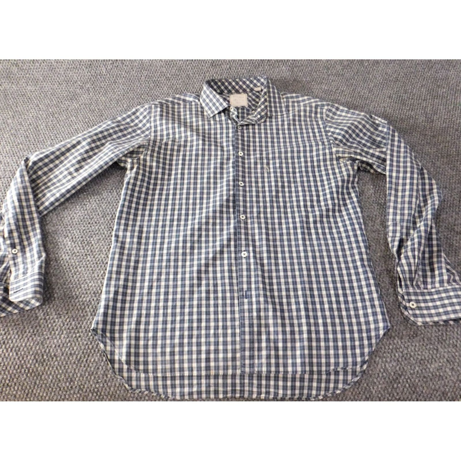 Billy Reid Billy Reid Mens Shirt M blue plaid button down slim knit collar Button-Up Mens Size US M / EU 48-50 / 2 - 2 Thumbnail