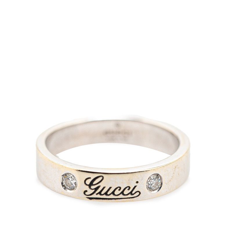 Gucci Gucci Gucci K18WG Diamond Icon Print Ring White Gold Metal Ring in Very Good Condition Size ONE SIZE - 1 Thumbnail
