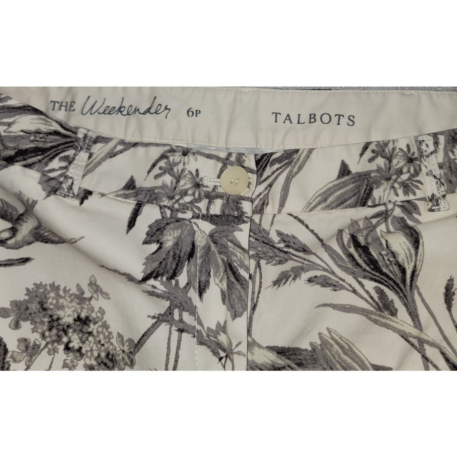 Other Talbots The Weekender Cream Floral Bird Print Capri Pants 6 Size 28" / US 6 / IT 42 - 4 Thumbnail