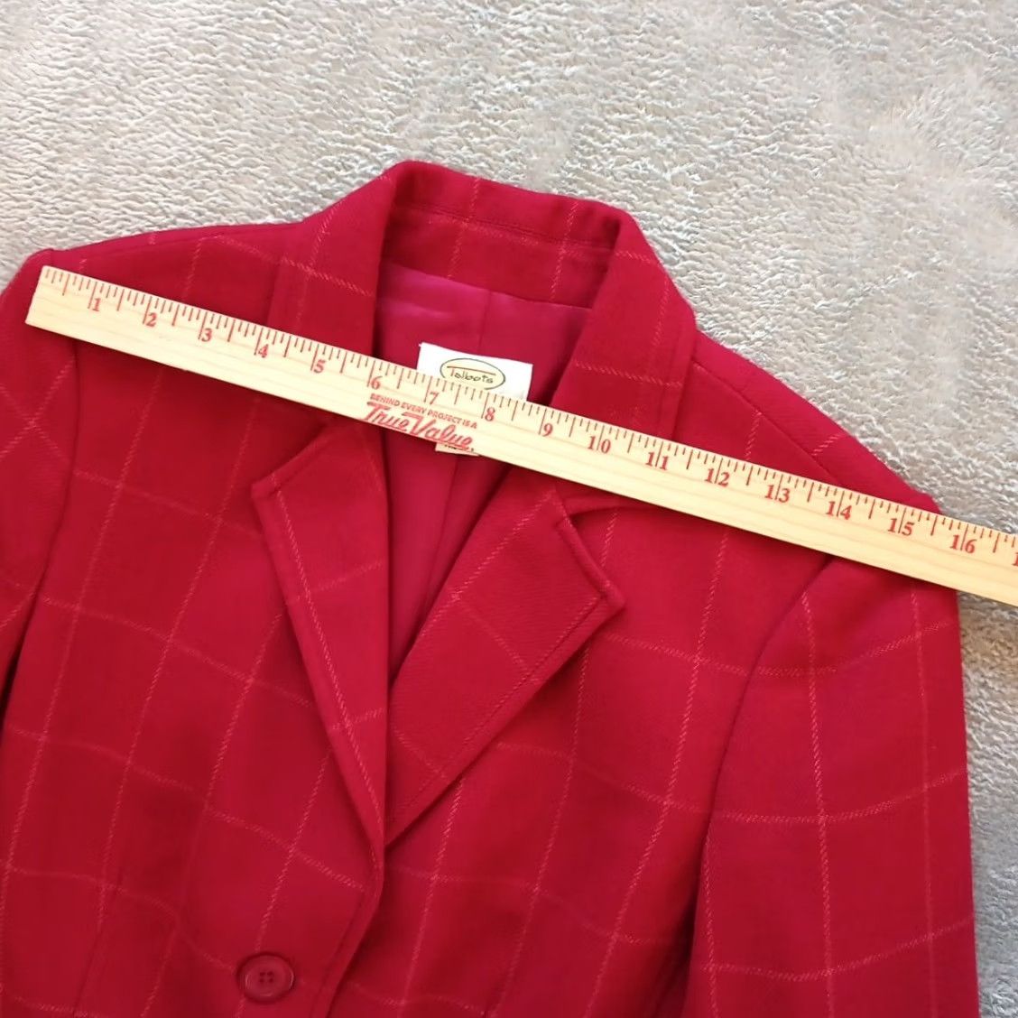 Talbots Talbots Petite Blazer Womens Size 6P Red Plaid Wool Blend Three-Button Notch Lapel Jacket Size M / US 6-8 / IT 42-44 - 2 Thumbnail