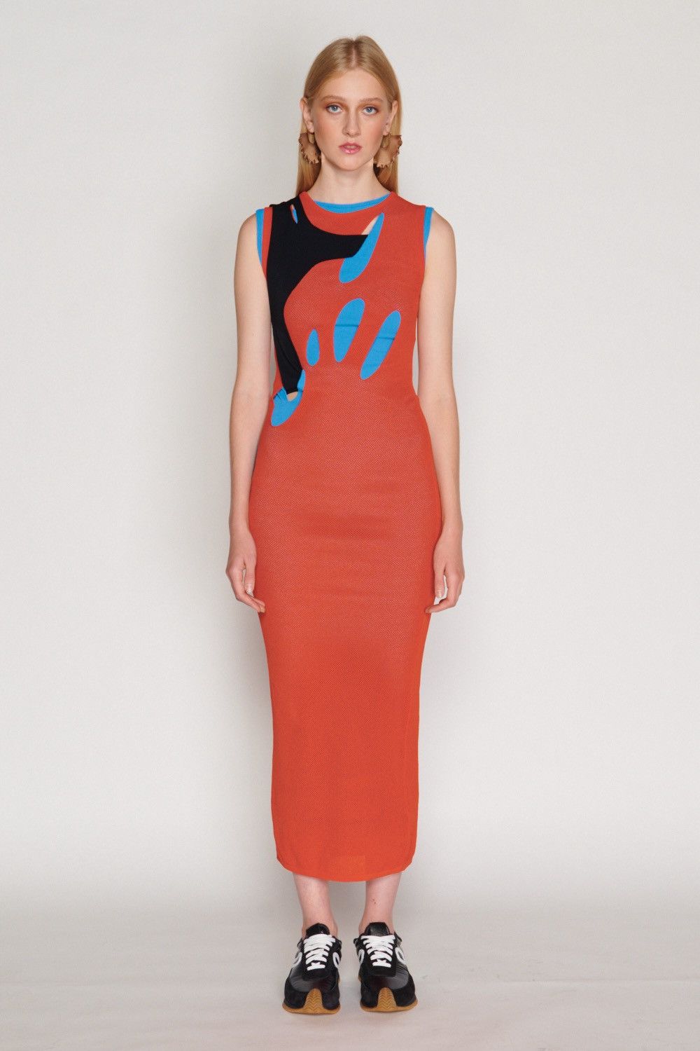 Last Size Loewe Cut Out Midi Dress in Orange/Blue/Black - cruiseboatoman.com