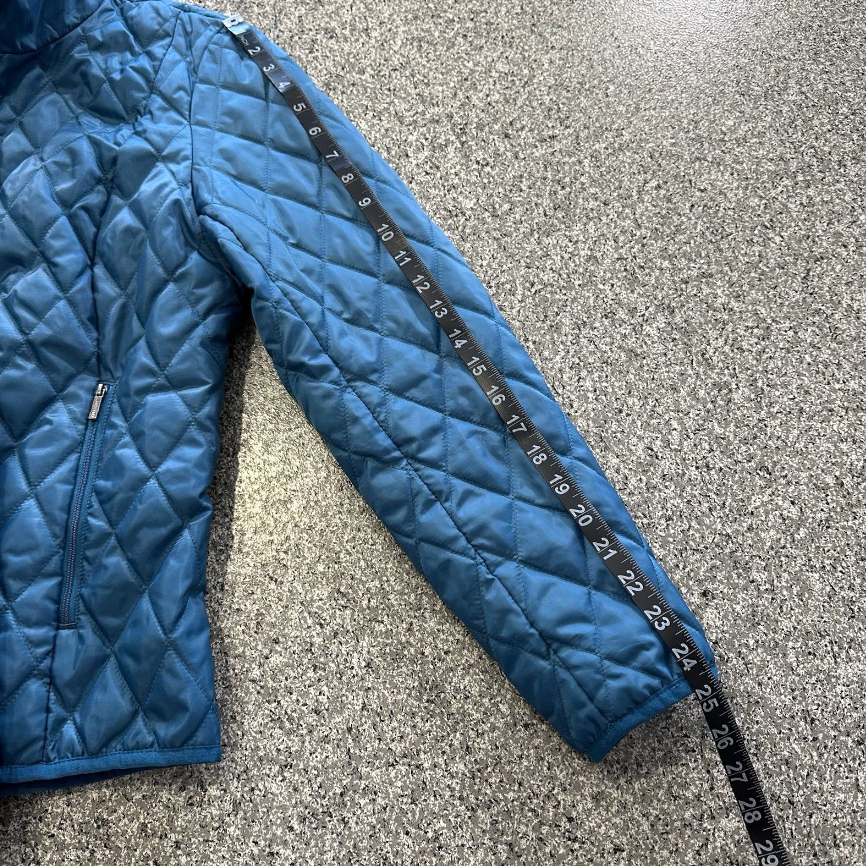 Lands' End Lands' End Jacket Womens M Quilted Full Zip Blue Teal Diamond Softshell Polyester Water Resistant Outdoor Winter Fall Spring Size M / US 6-8 / IT 42-44 - 7 Thumbnail