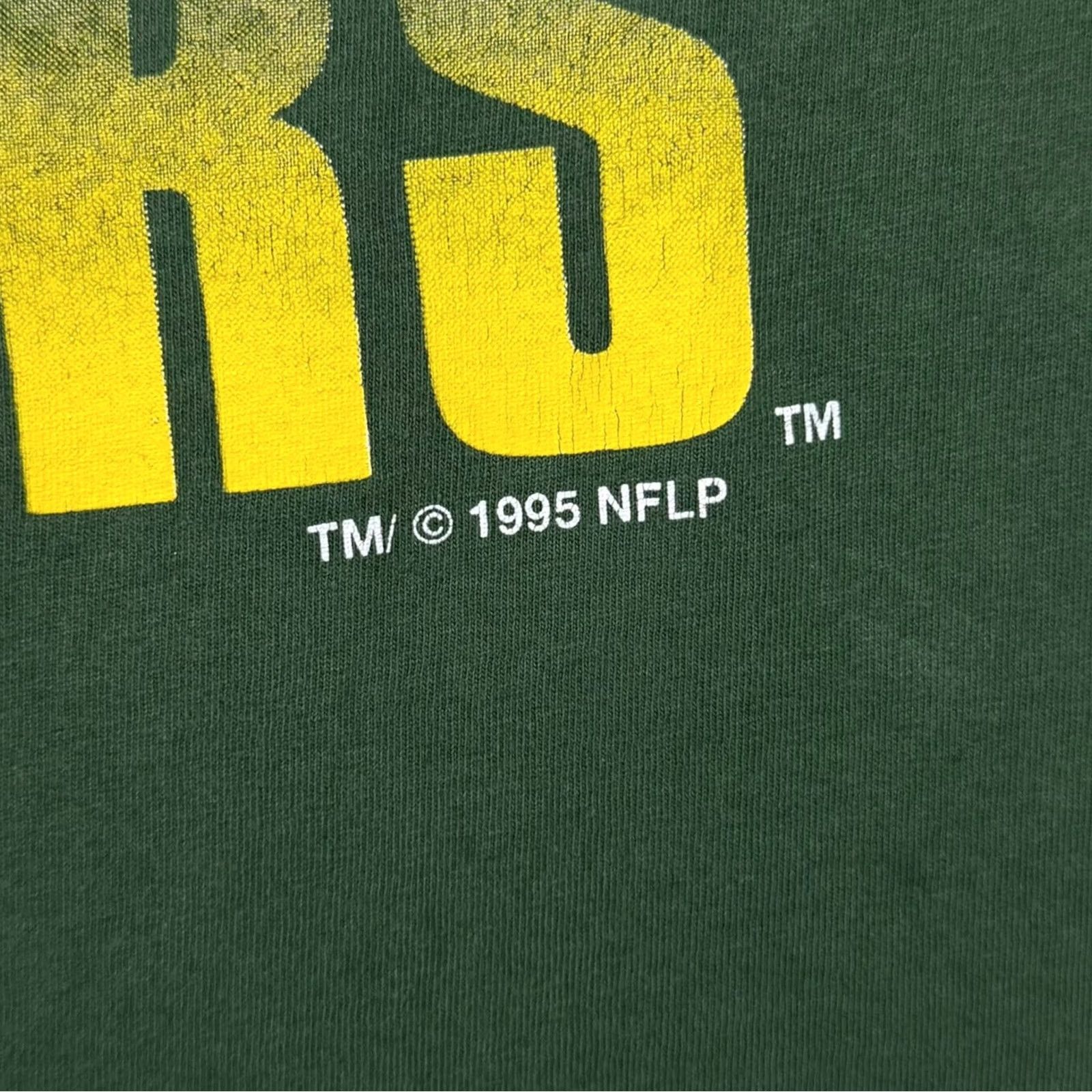 NFL VINTAGE NFL Green Bay Packers Logo 7 1995 T-Shirt Large Green Single Stitch Shirt Mens Size US L / EU 52-54 / 3 - 4 Thumbnail