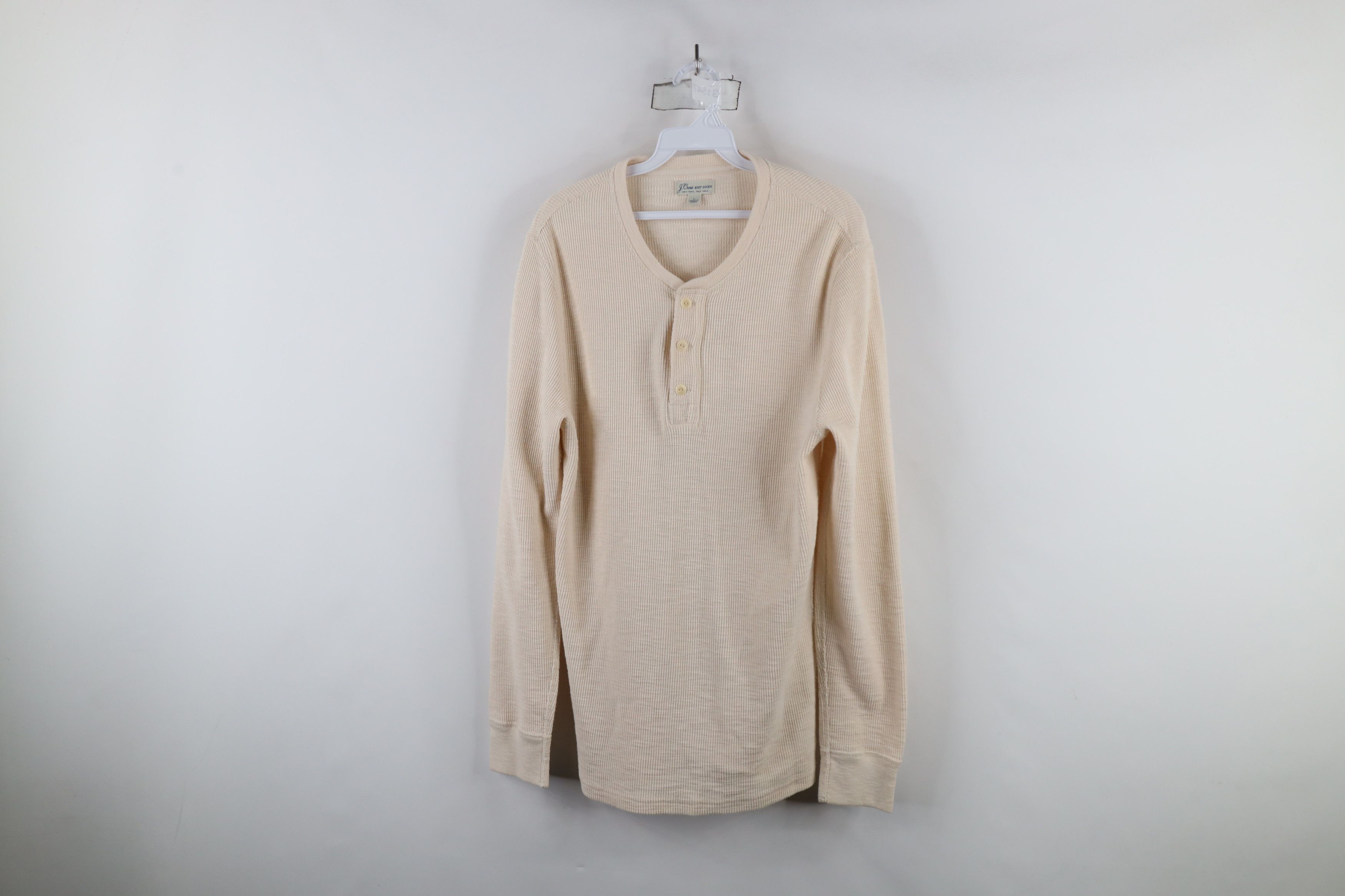 J.Crew × Vintage J Crew Knit Goods Cotton Thermal Waffle Knit Henley T-Shirt Size US L / EU 52-54 / 3 - 1 Thumbnail