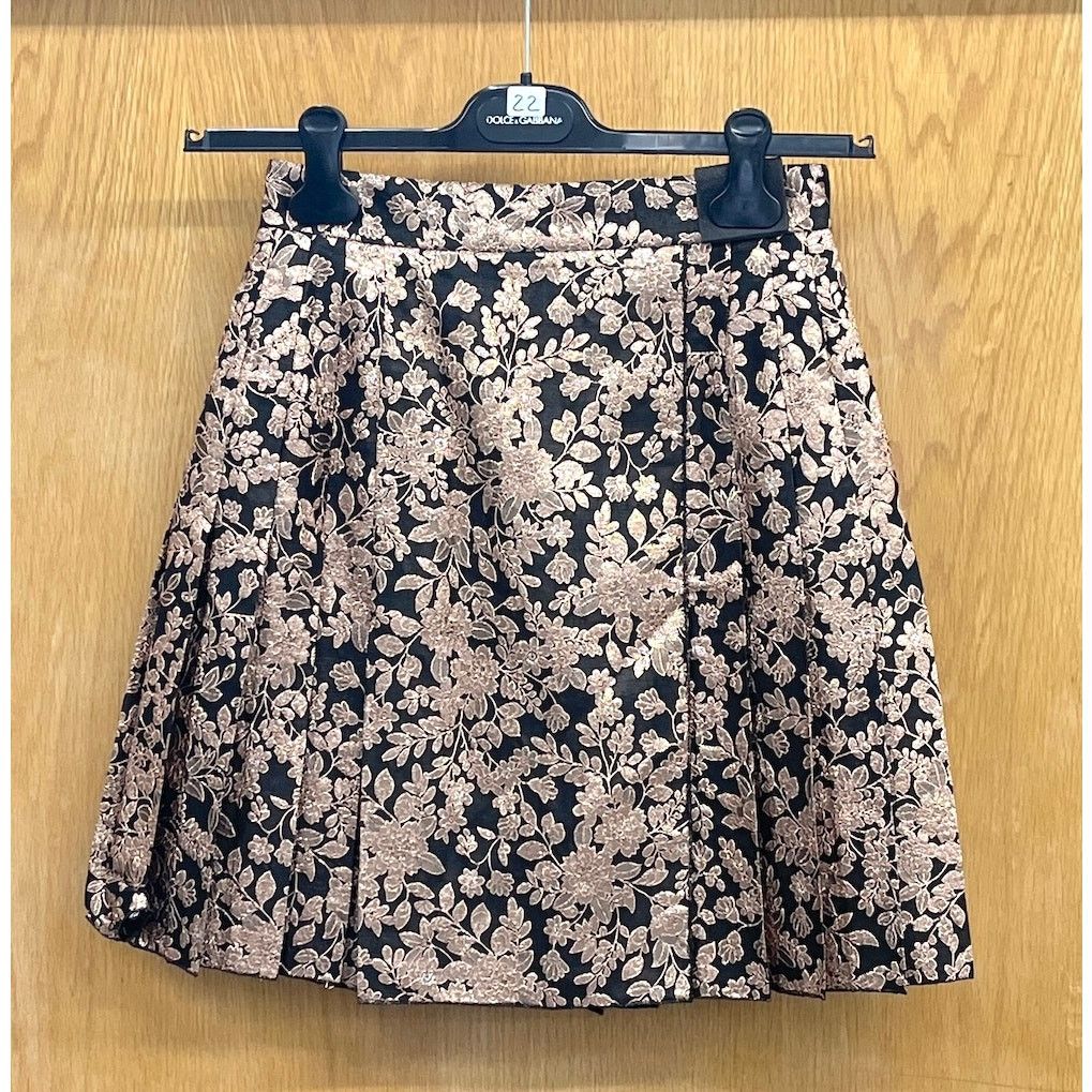 Dolce & Gabbana Dolce & Gabbana Gold Black Pleated Jacquard Mini Skirt IT 38 Size 26" / US 2 / IT 38 - 8 Thumbnail