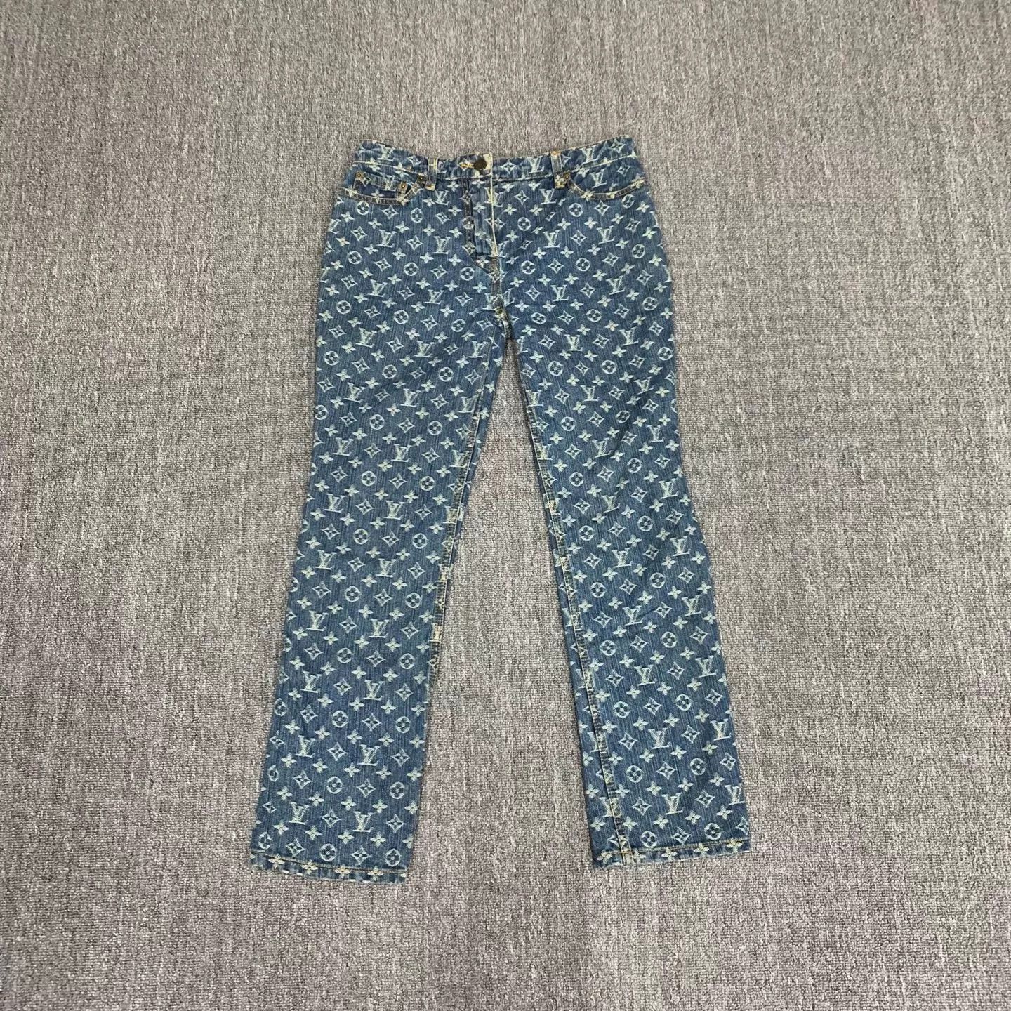Louis Vuitton LV All Over Monogram Cropped Jeans 40 95 New Size 28" / US 6 / IT 42 - 1 Thumbnail