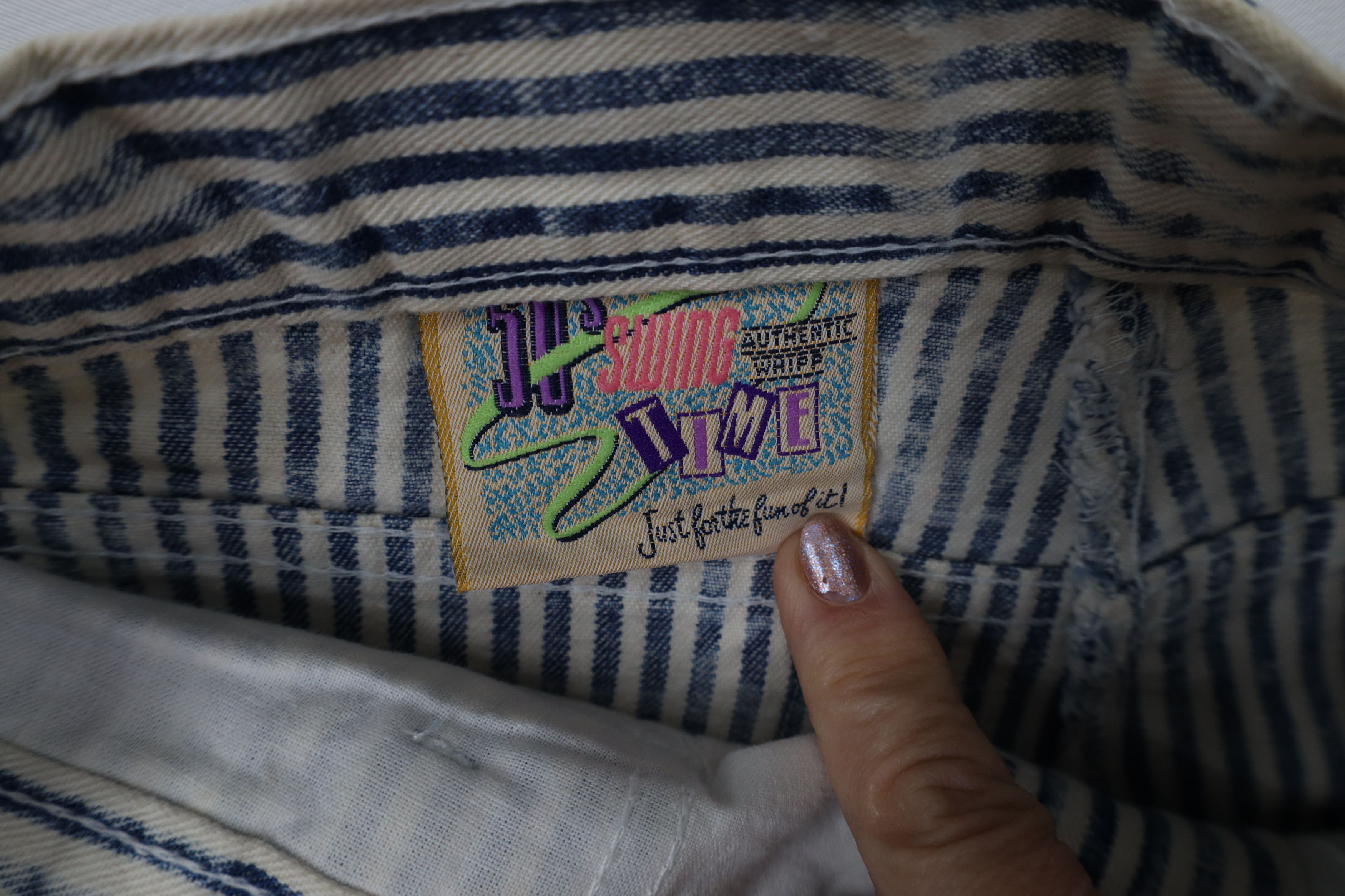 Vintage Vintage 90s Streetwear Hickory Striped Tapered Leg Jeans Size 26" / US 2 / IT 38 - 8 Thumbnail
