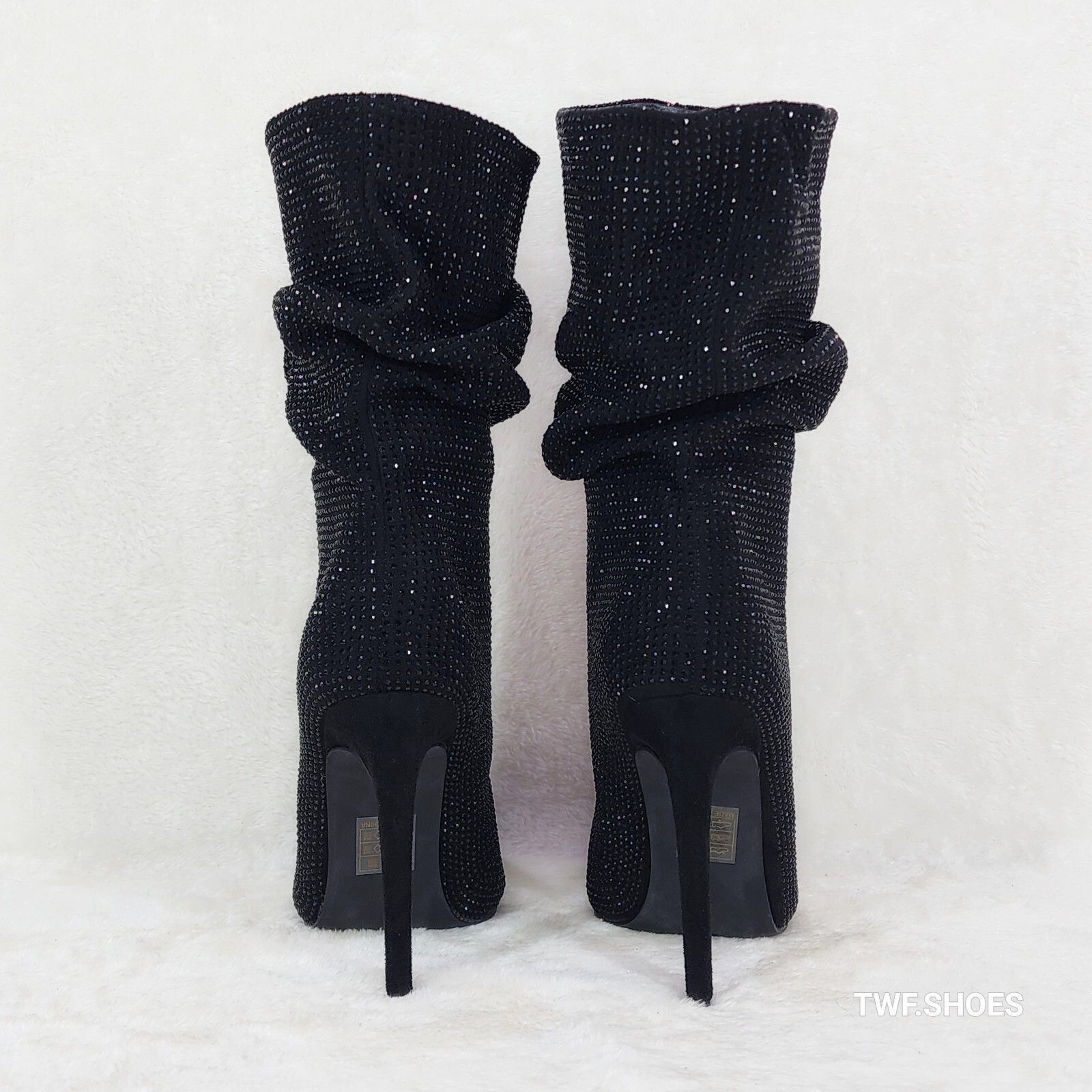 Other Resolve Sparkling Black Rhinestone High Heel Slouch Calf Boo Size US 6 / IT 36 - 3 Thumbnail