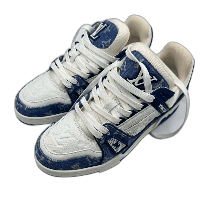 Louis Vuitton lv trainer blue denim sneakers-2508 Size US 10 / EU 43 - 1 Thumbnail