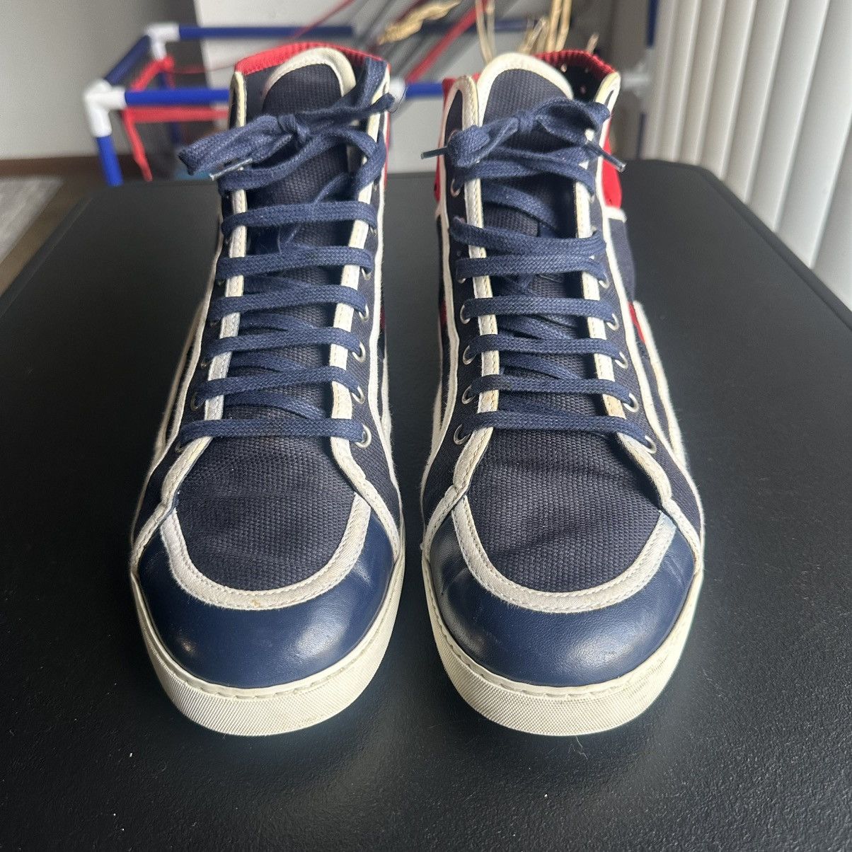 Gucci Gucci Trainers Sneaker Shoes High Top Blue Canvas Leather Size US 10 / EU 43 - 3 Thumbnail