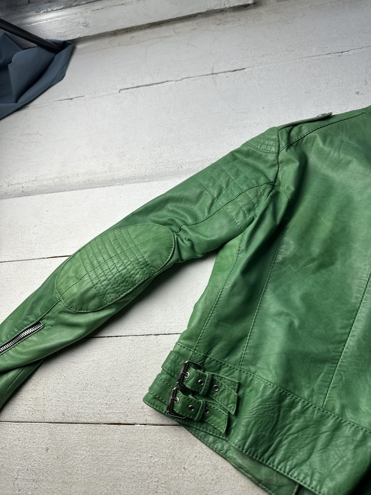 Other 🚨Y2K RICK OWENS TYPE DIRTY SLIM FIT ZIP LEATHER JACKET Size S / US 4 / IT 40 - 12 Thumbnail