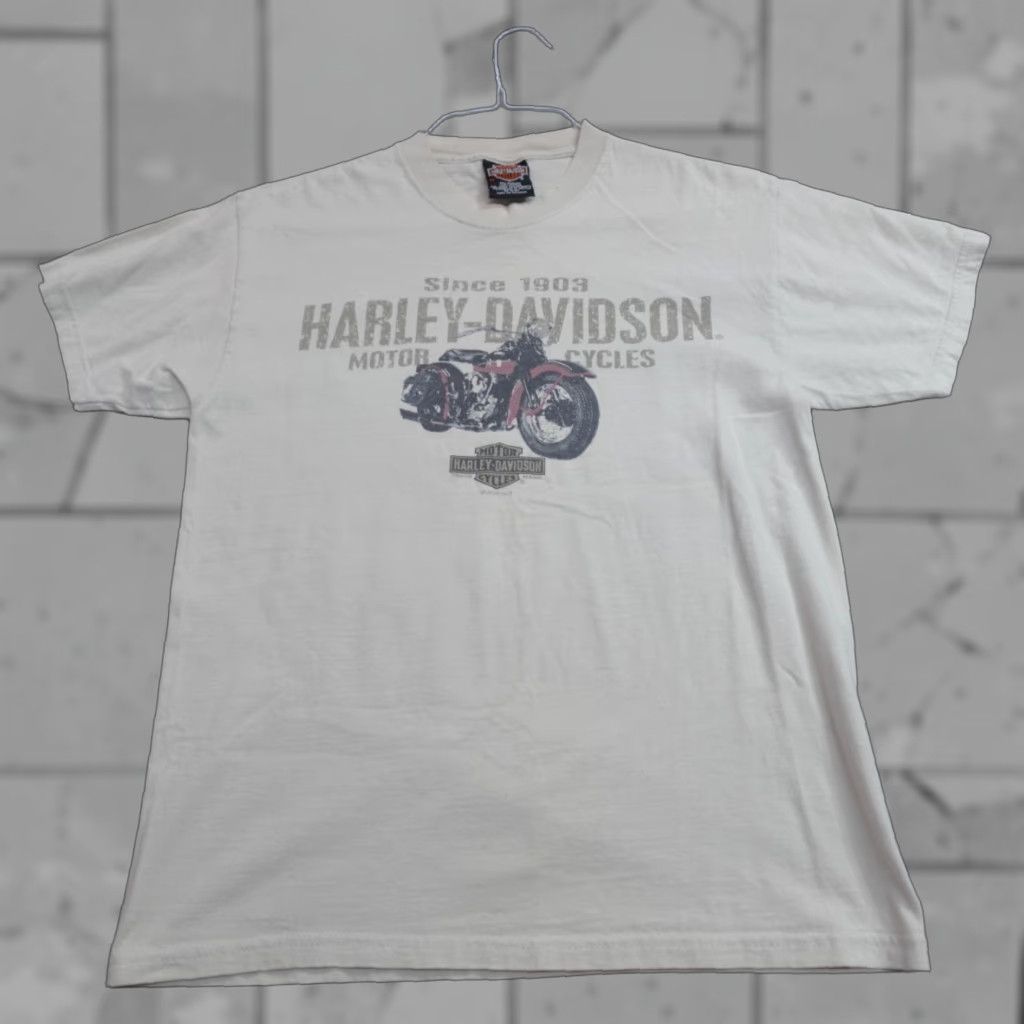 Harley Davidson VINTAGE Harley-Davidson Shirt M Beige Mens Short Sleeve Crew Neck 2000s Biker Motorcycle Cotton Size US M / EU 48-50 / 2 - 1 Thumbnail