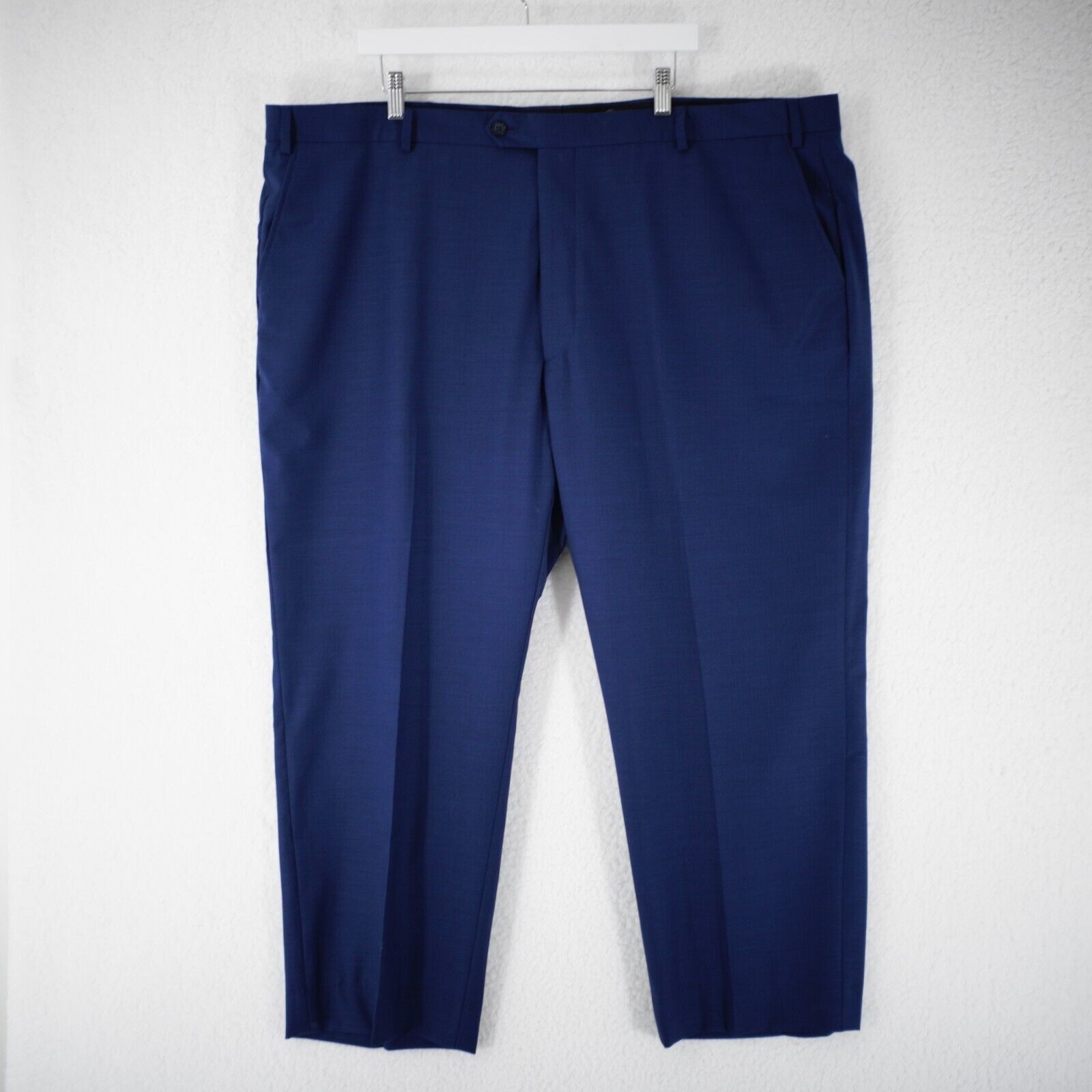 Pronto Uomo Pronto Uomo Wool Polyester Spandex Blue Herringbone Flat Fro Size 48S - 1 Thumbnail