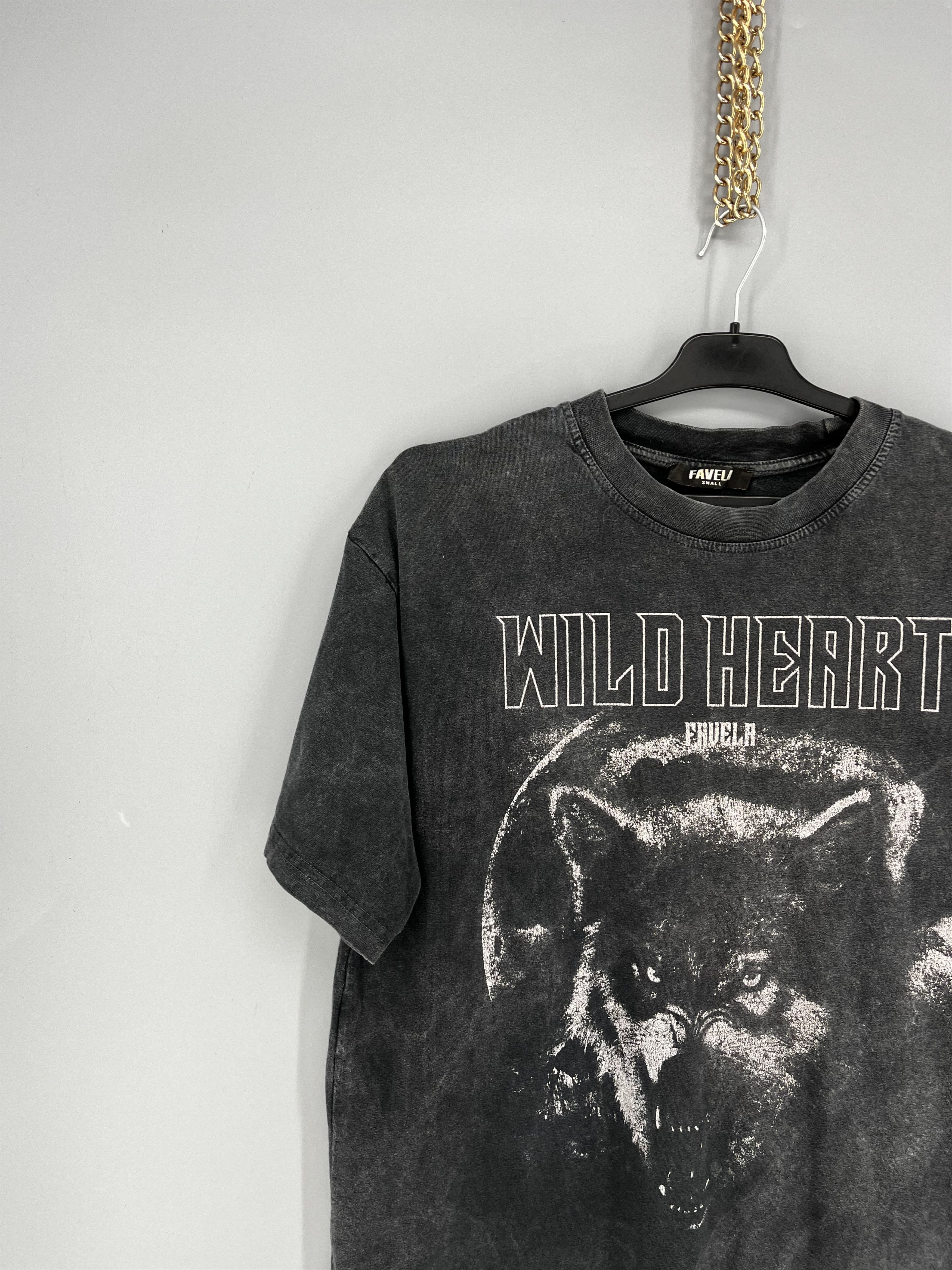FAVELA FAVELA Vintage Wolf Tee “Wild Heart” Washed Black S Size US S / EU 44-46 / 1 - 4 Thumbnail