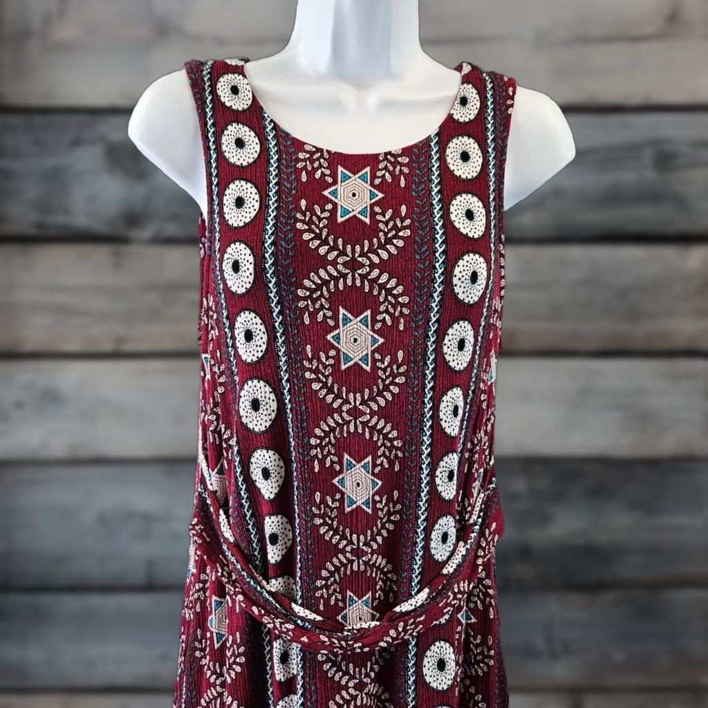 Vintage Entro Womens Mini Dress SZ Small Burgundy White Sleeveless Rayon Size S / US 4 / IT 40 - 1 Thumbnail