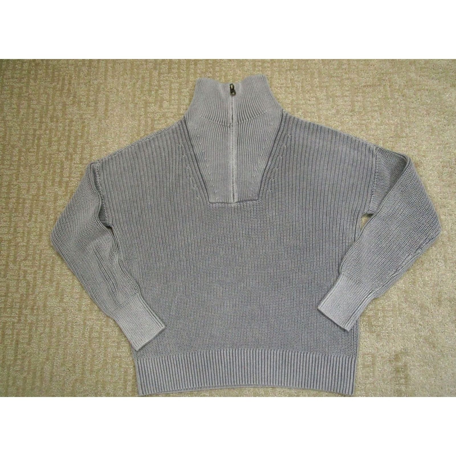 Faherty Faherty Sweater Women M Gray Quarter Zip Mock Neck Organic Cotton Pullover Knit Long Sleeve Raglan Logo Casual Travel 1/4 Zip Fall Winter Modern Size M / US 6-8 / IT 42-44 - 2 Thumbnail