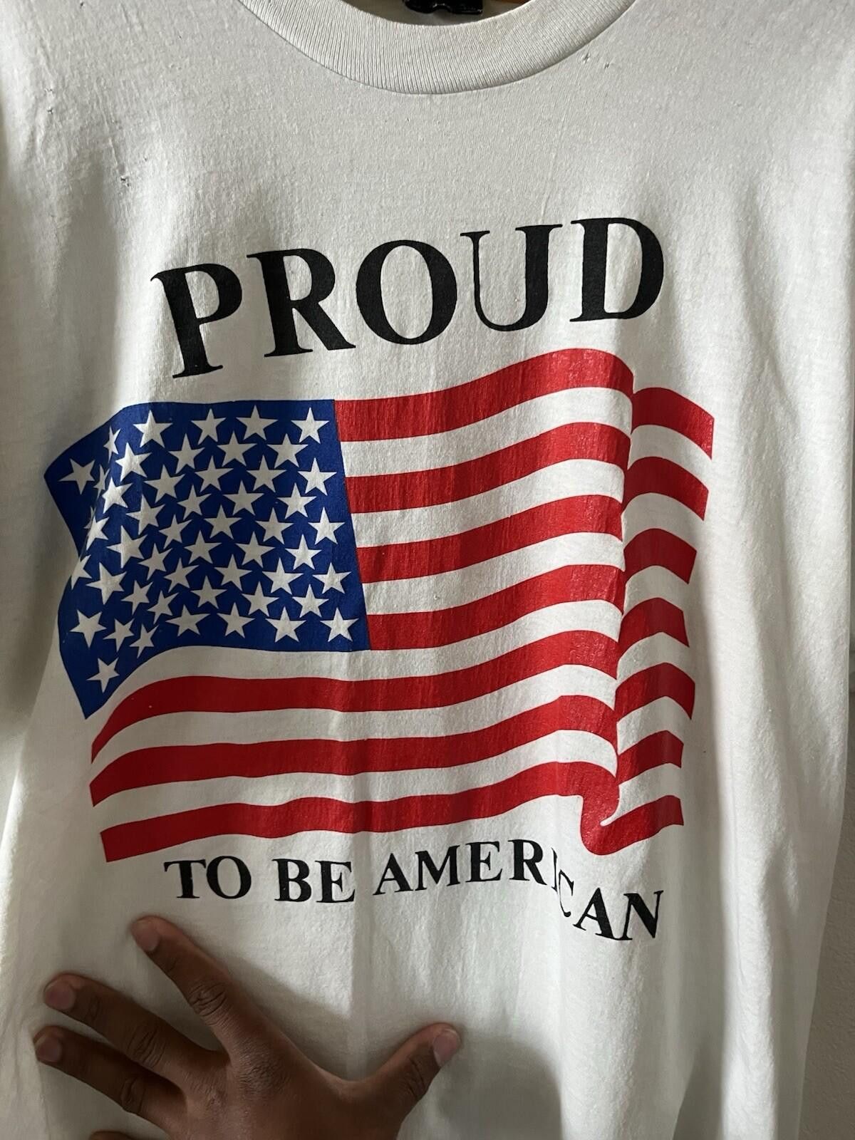 American Eagle Outfitters VTG Proud To Be American Flag Graphic Tee White XL Size US XL / EU 56 / 4 - 2 Thumbnail