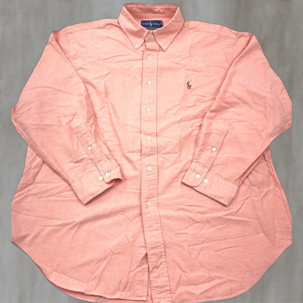 Ralph Lauren Ralph Lauren Shirt Men 17 32 Orange Button Up Oxford Cloth Dress OCBD A03 Size 46R - 1 Thumbnail