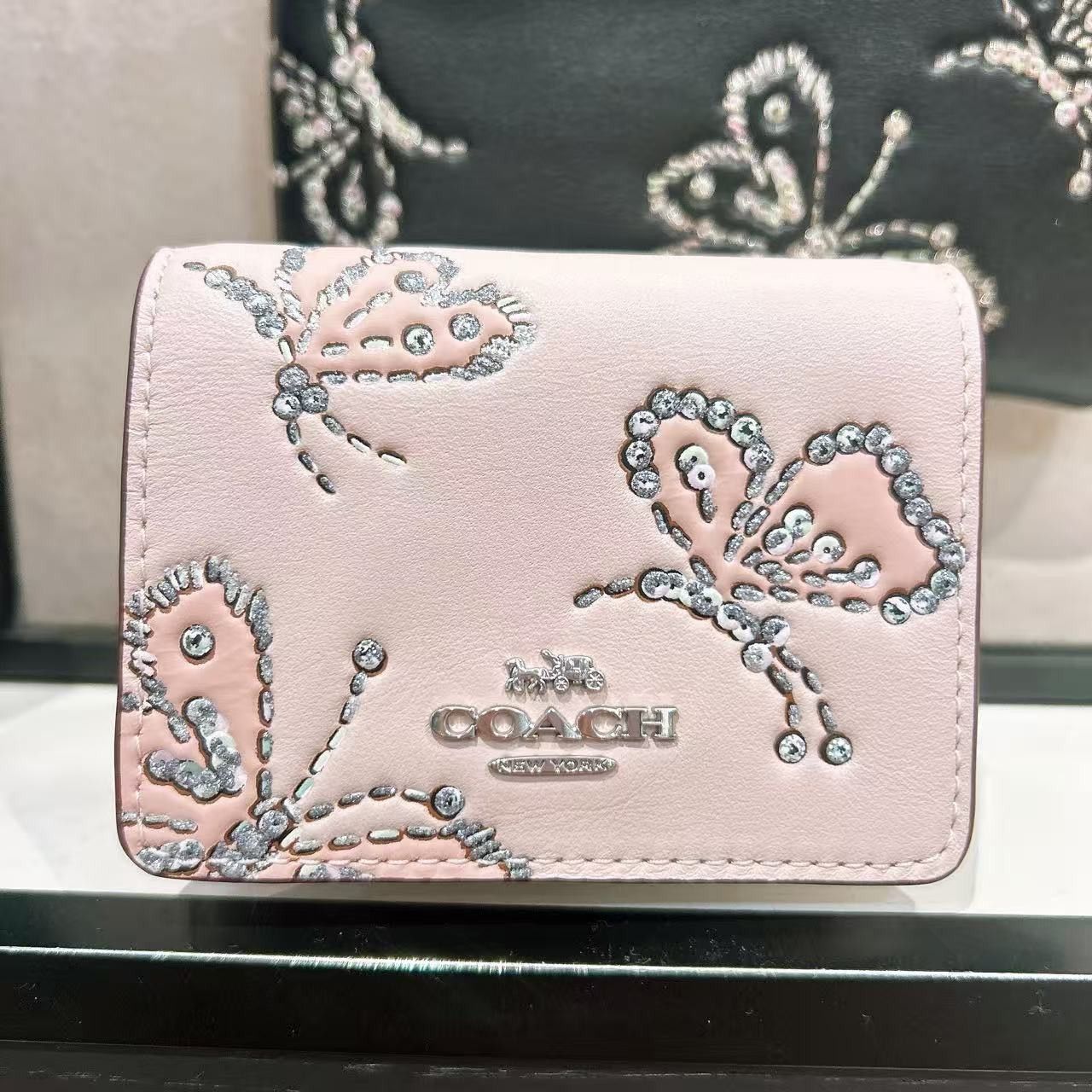 Coach Mini Wallet On A Chain With Sparkly Butterfly Print CCI81 Size ONE SIZE - 1 Thumbnail