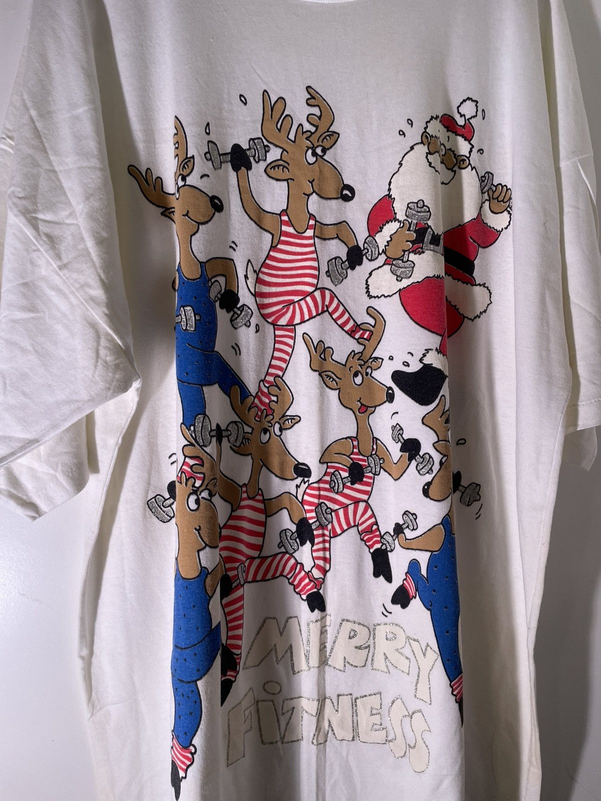 Vintage 80’s 90’s VTG Vintage Merry Christmas Fitness Santa T Shirt Size US XXL / EU 58 / 5 - 3 Thumbnail
