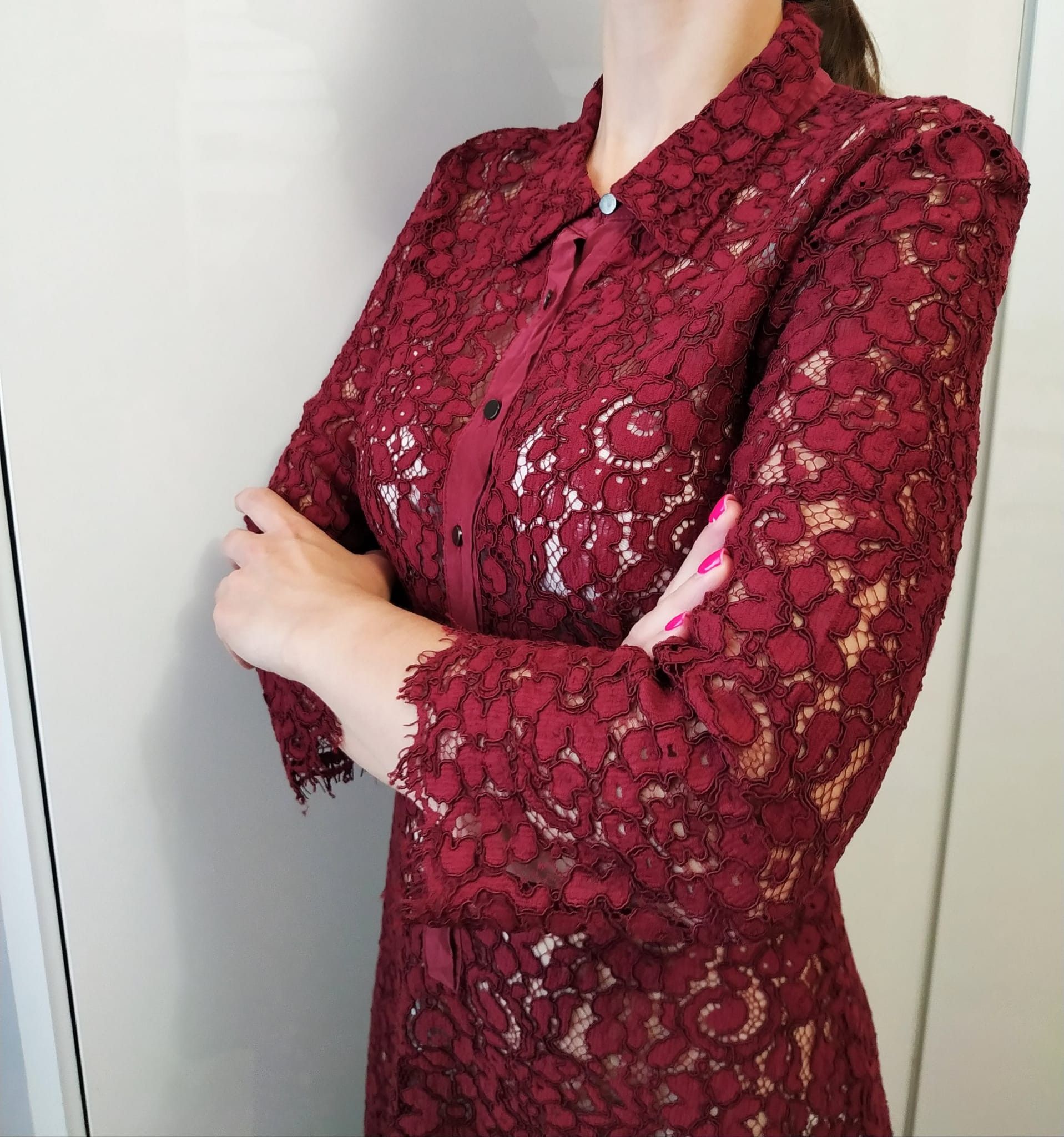 Gerard Darel Gerard Darel burgundy, embroidered dress 38, M Size S / US 4 / IT 40 - 2 Thumbnail