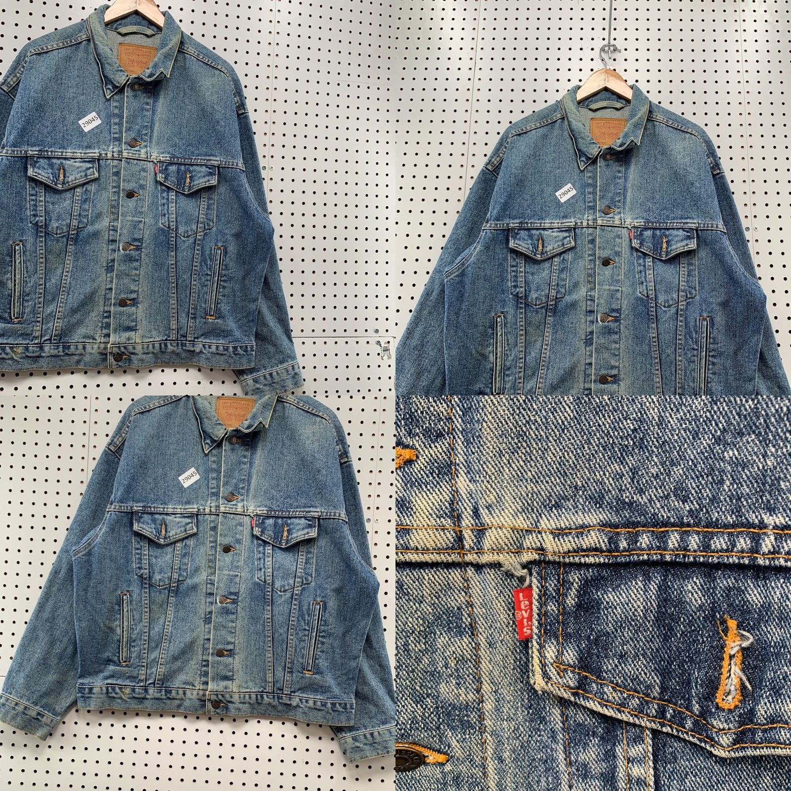 Levi's VINTAGE Levi's Denim Trucker Jacket Mens Large Button Mad In USA 25x26.5 90s Trucker Jacket Blue Jeans Size US 33 - 8 Thumbnail
