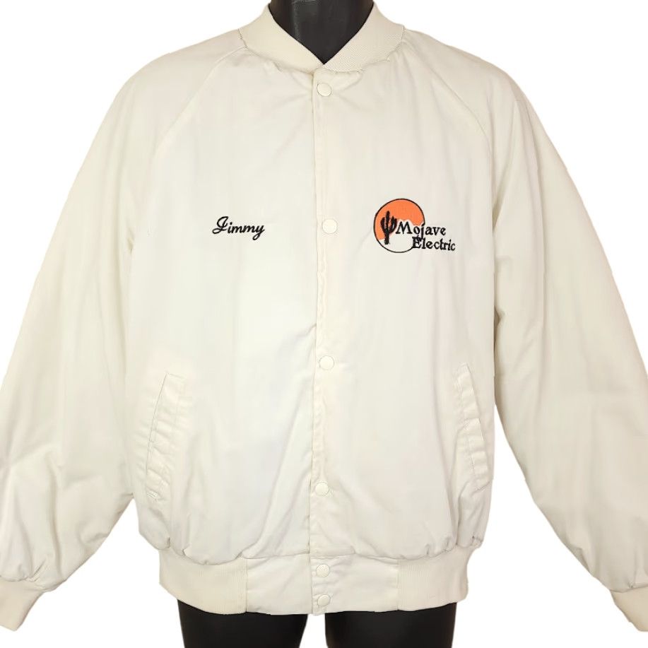 Vintage VINTAGE Mojave Electric Bomber Jacket WestArk Mens Large 90s Las Vegas Made In USA White Polyester Blend Snap Front Military Style / Size US L / EU 52-54 / 3 - 2 Thumbnail