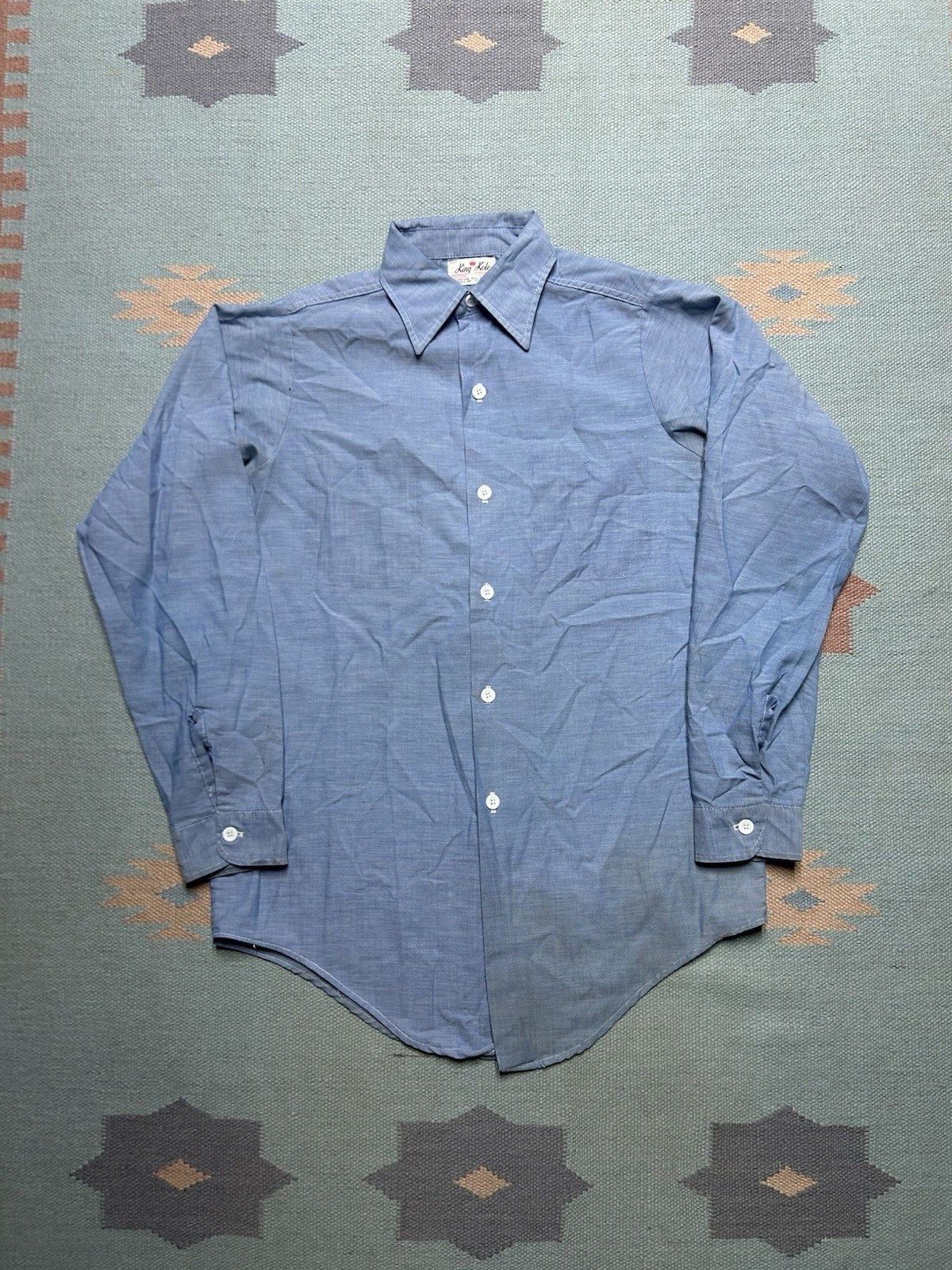 Vintage Vtg 70 chambray work shirt King Kole distressed AS IS Medium Size US M / EU 48-50 / 2 - 1 Thumbnail