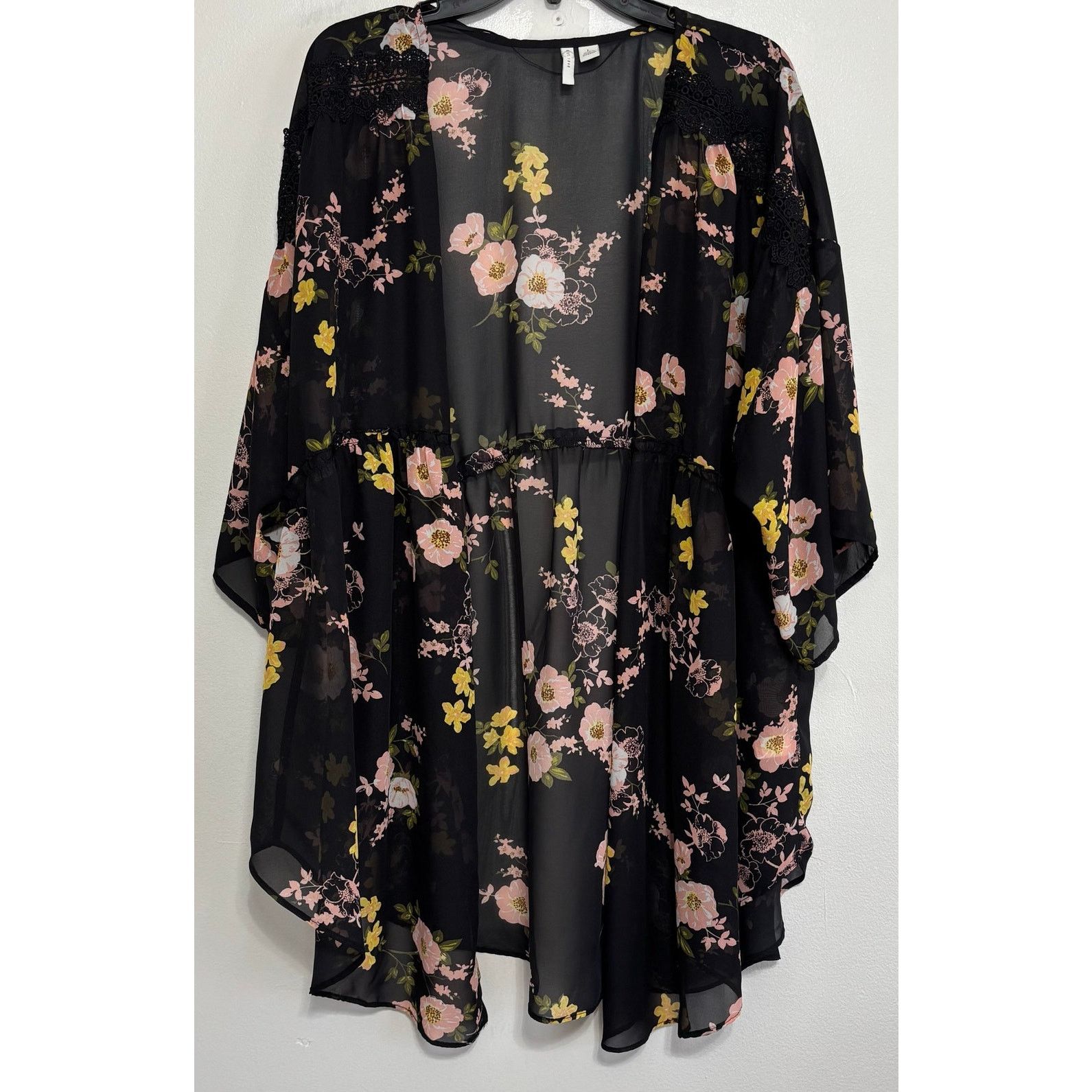 Other C Established 1946 Sheer Black Floral Kimono Overshirt Size L / US 10 / IT 46 - 1 Thumbnail