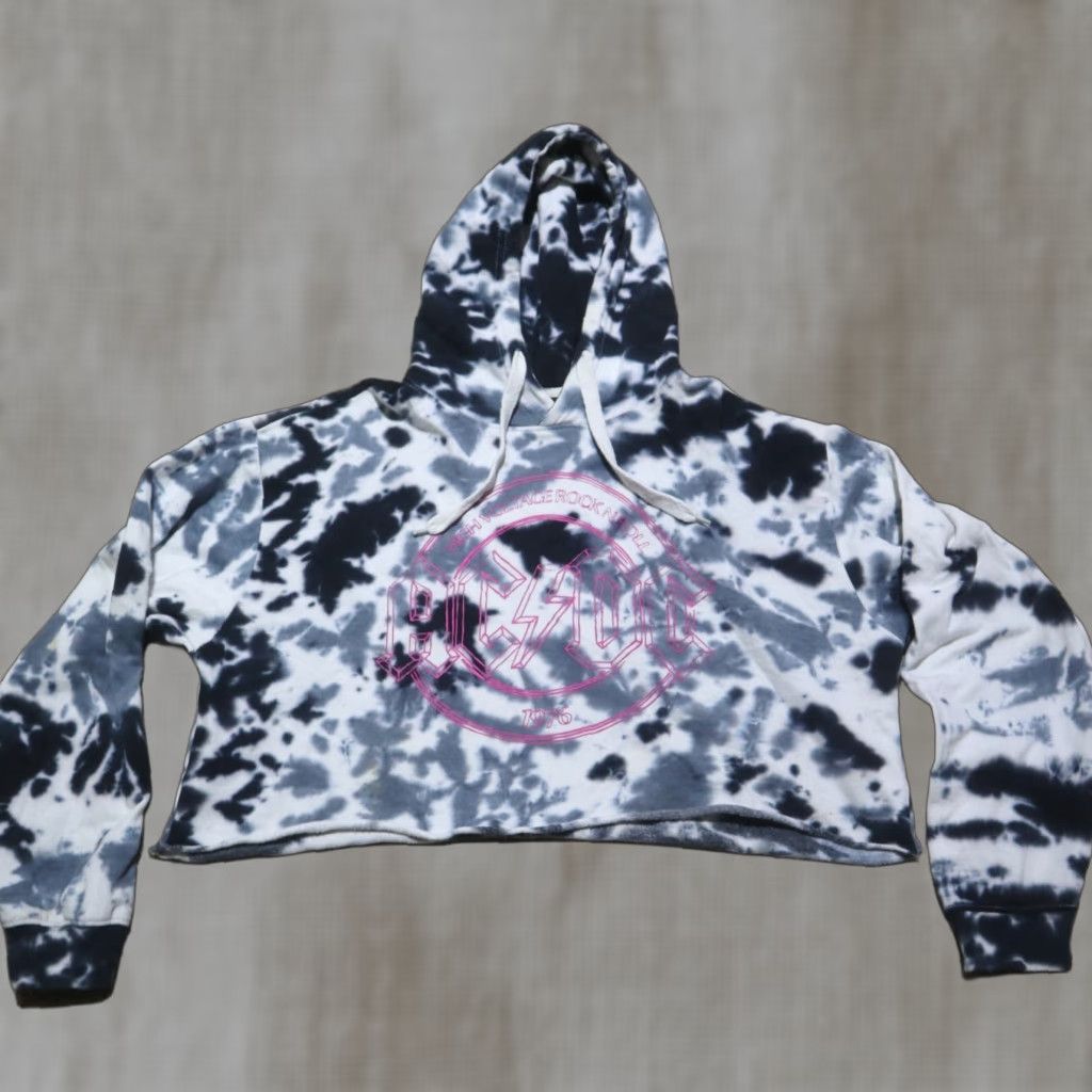 Vintage AC/DC Sweatshirt Tie Dye Vintage Style Pullover Sweater Hoodie Crop Top L Large Gray Size L / US 10 / IT 46 - 1 Thumbnail