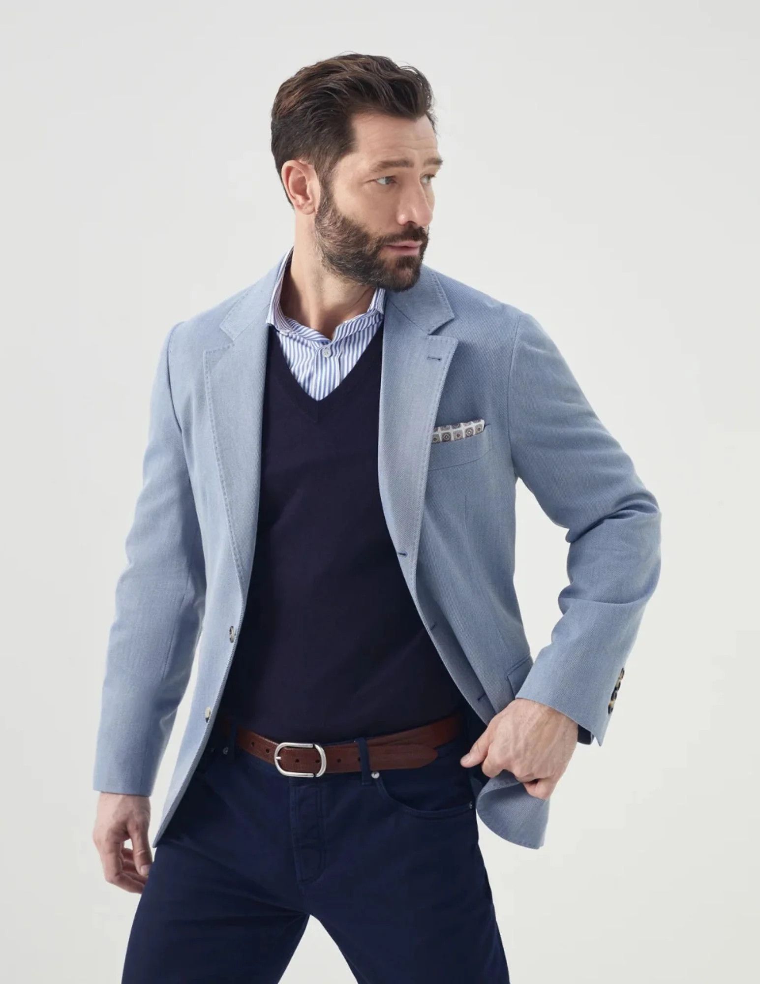 Brunello Cucinelli o1w1db11024 Woven Jacket in Blue Size US M / EU 48-50 / 2 - 2 Thumbnail