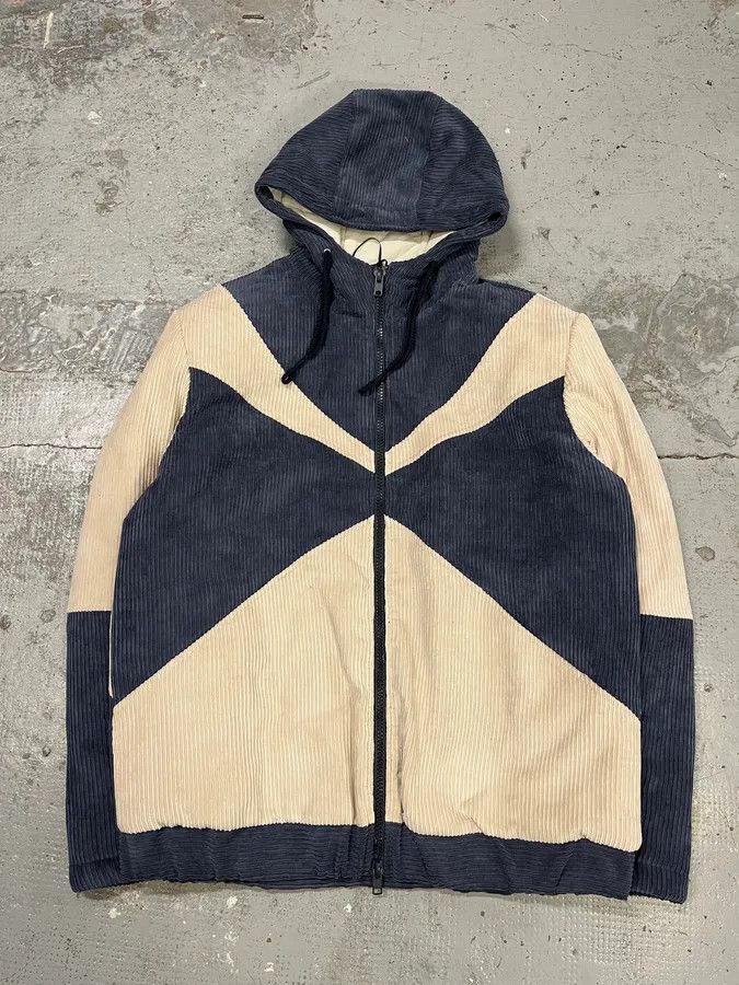Daniele Alessandrini 2000s Daniele Alessandrini Blue & Cream Velvet Hooded Jacket Size US L / EU 52-54 / 3 - 1 Thumbnail