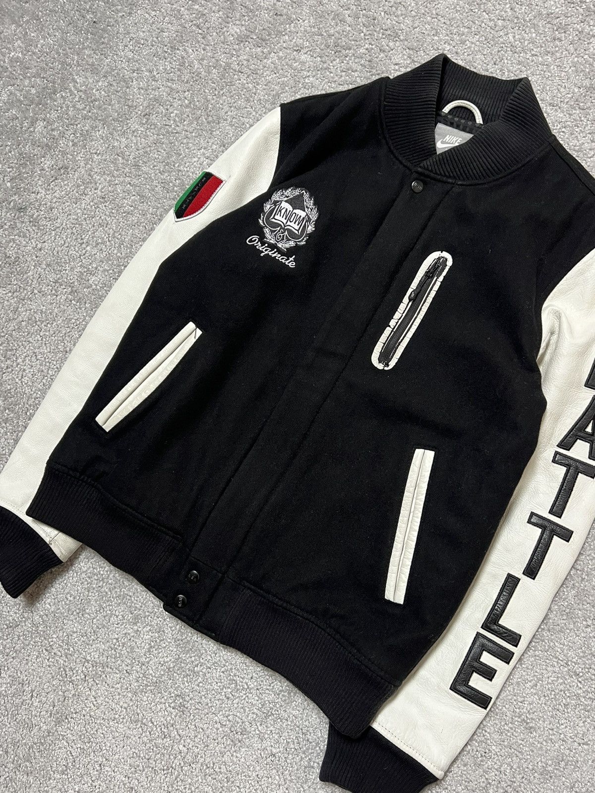 Nike Vintage Nike x Kobe Bryant Cow Leather Sleeve Bomber Jacket Size US M / EU 48-50 / 2 - 3 Thumbnail