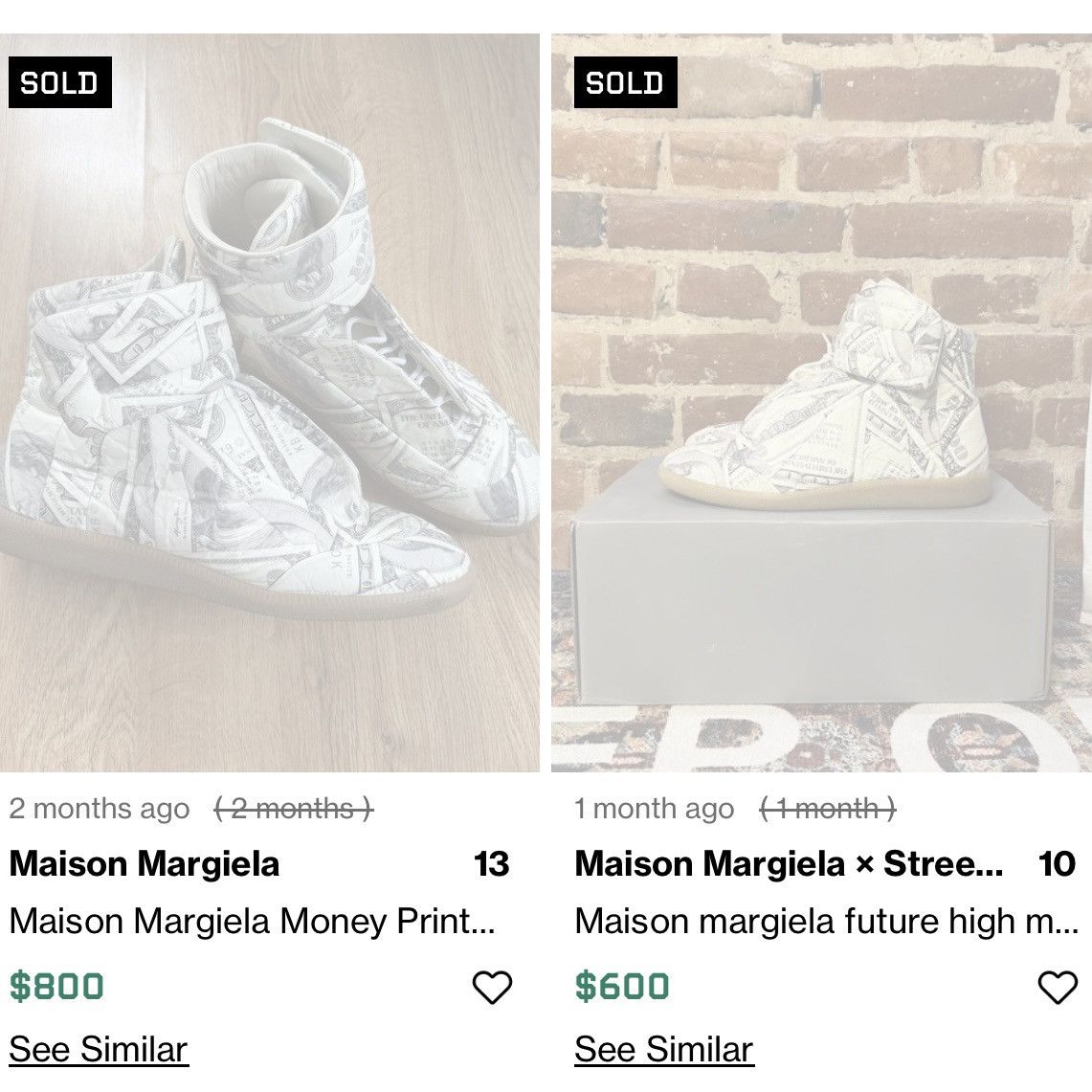 Maison Margiela Maison Margiela Money Print Future Sneakers Size US 10 / EU 43 - 13 Thumbnail