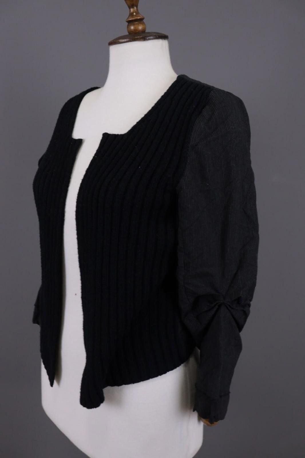 Designer Cop.Copine Black Ribbed Open Lightweight Cardigan Size L Size L / US 10 / IT 46 - 6 Thumbnail