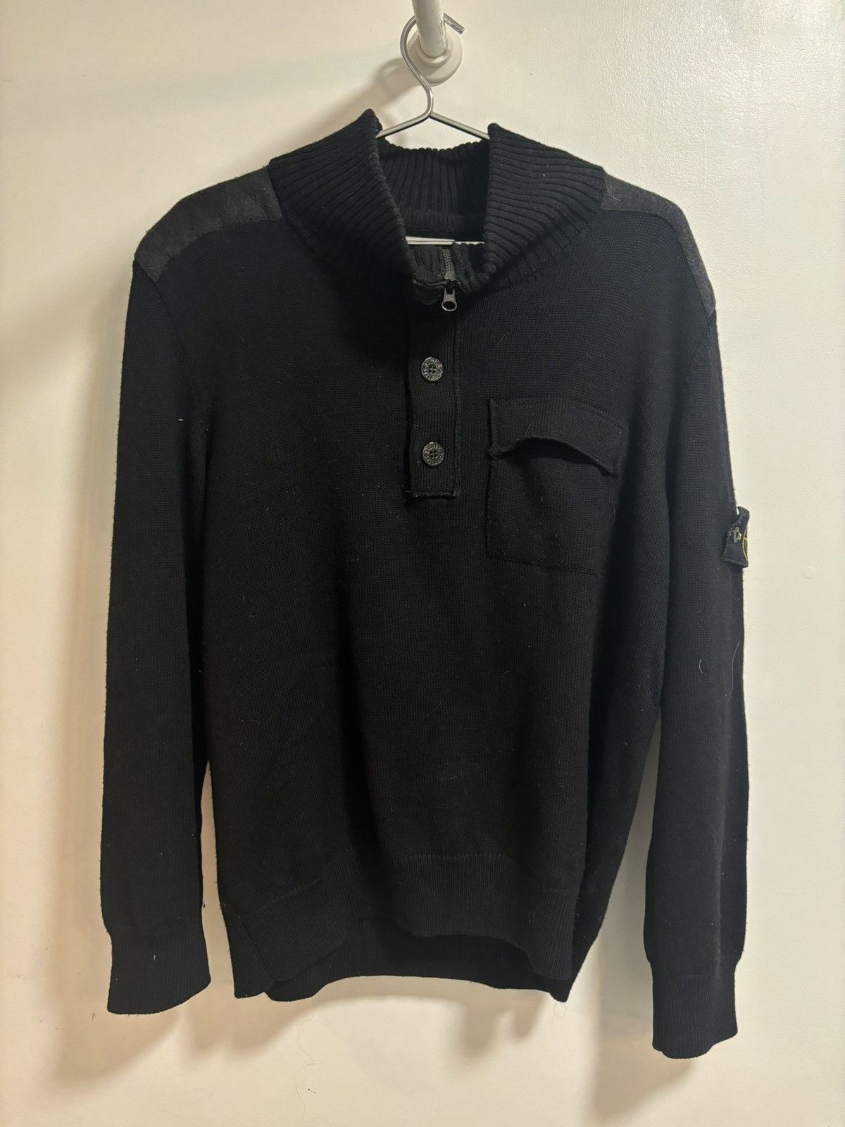 image of Stone Island Wool Wear Sweater in Navy, Men's (Size 2XL)