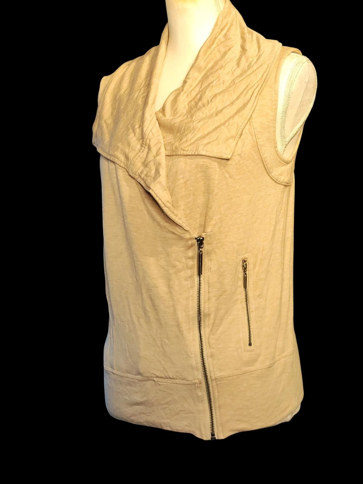Other Kensie Beige Sleeveless Zip-Up Vest for Women Size S / US 4 / IT 40 - 6 Thumbnail