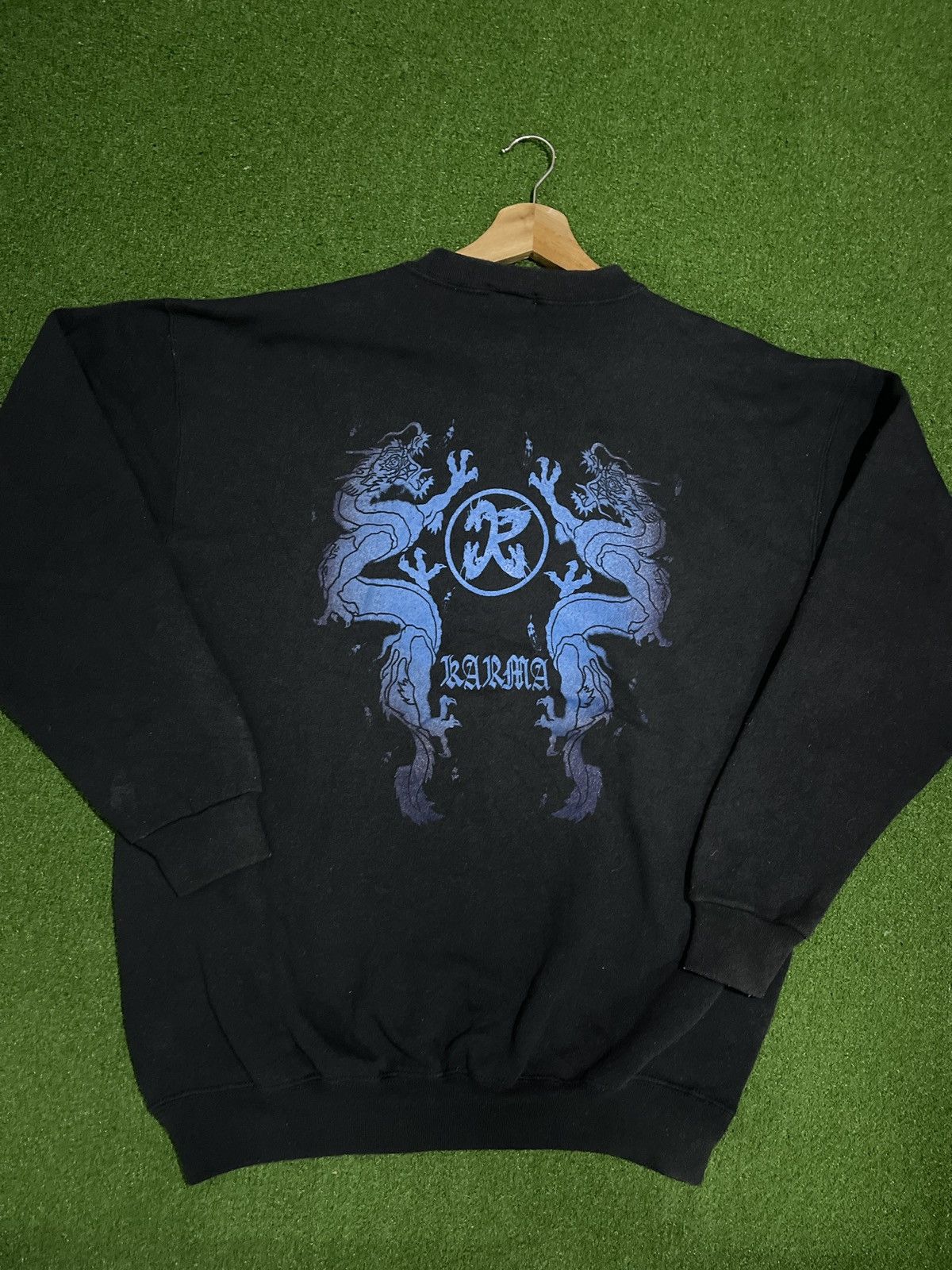 image of Vintage Karma Dragon Blue Crewneck Very in Black, Men's (Size Medium)