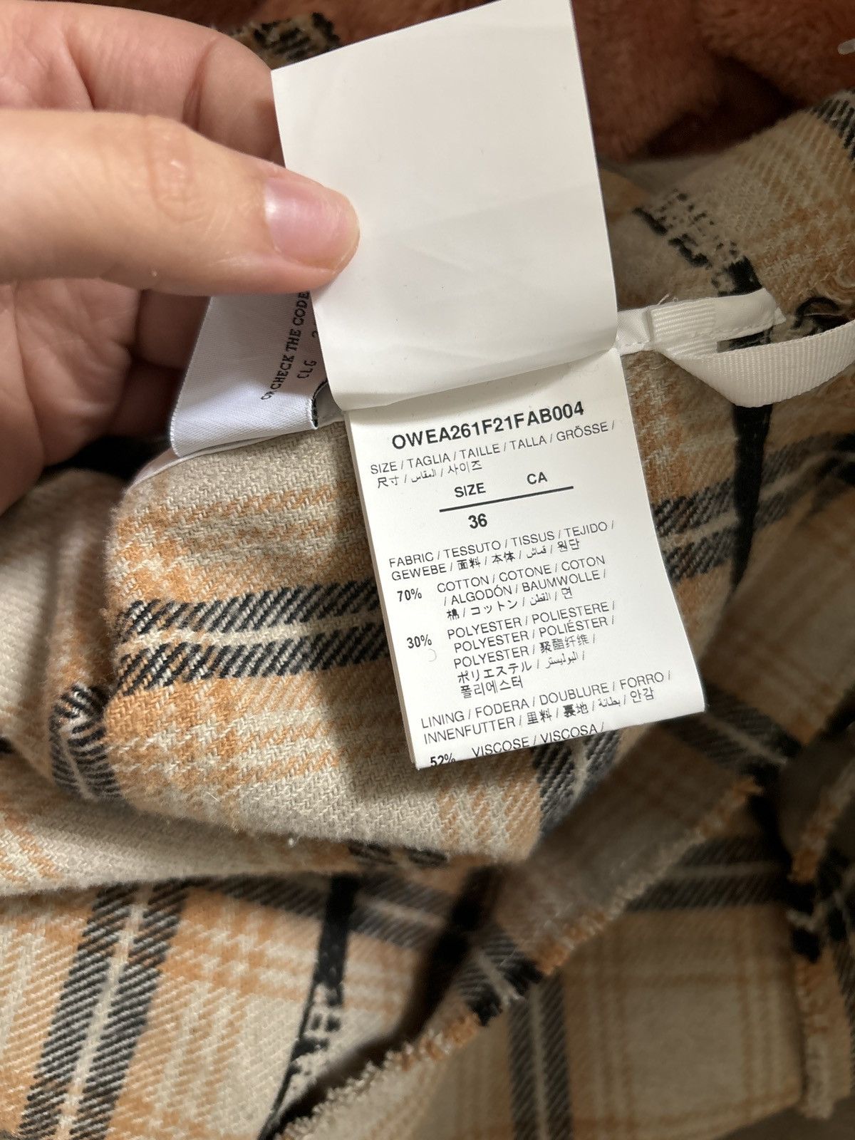 Off-White Off-White Main Check Shacket - Beige Black Size US L / EU 52-54 / 3 - 5 Thumbnail