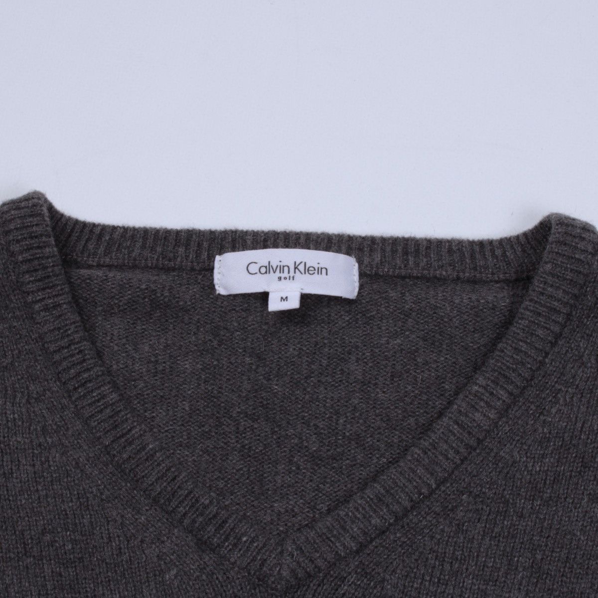 Calvin Klein × Designer CALVIN KLEIN Golf Wool Blend Gray V-neck Sweater Jumper Size US M / EU 48-50 / 2 - 5 Thumbnail