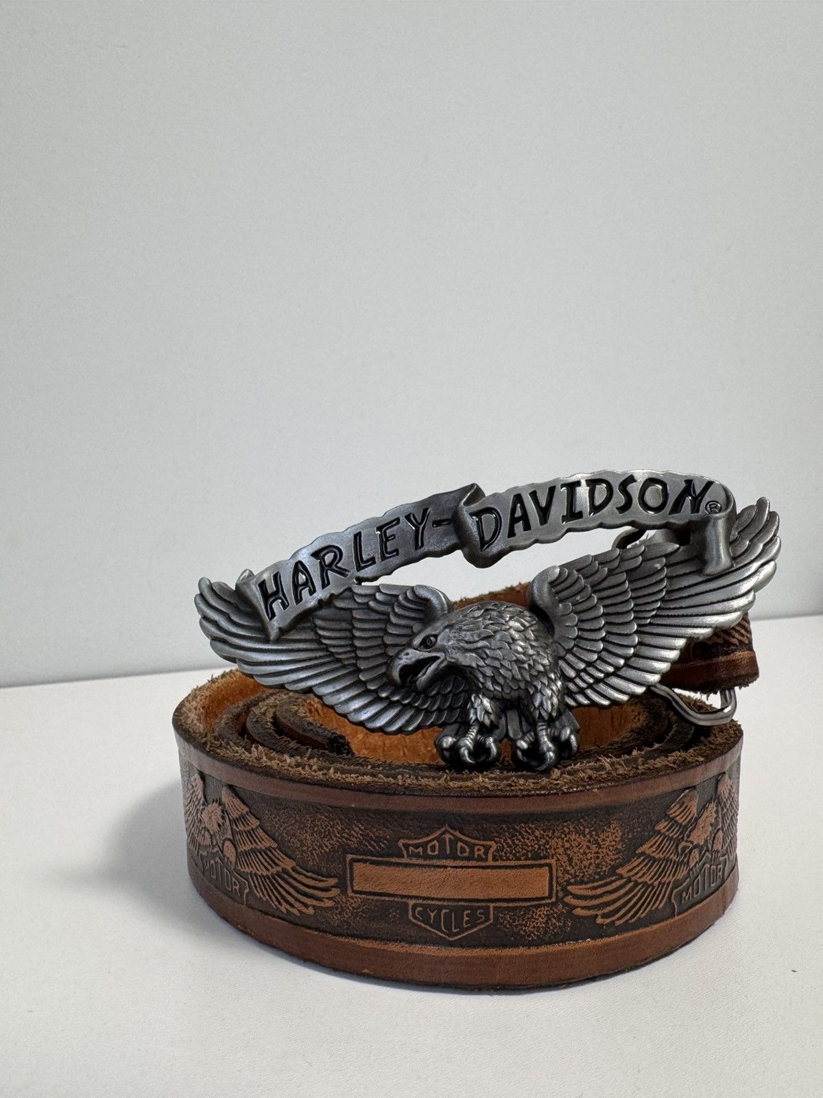 Harley Davidson Vintage Leather Belt Y2K style brown