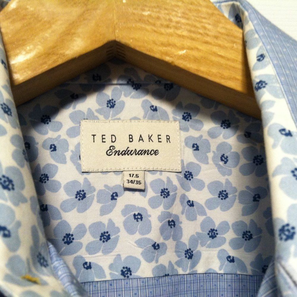 Ted Baker TED BAKER MENS BLUE 100%COTTON CASUAL SHIRT SIZE: 17.5/34-35 Size US XL / EU 56 / 4 - 8 Thumbnail