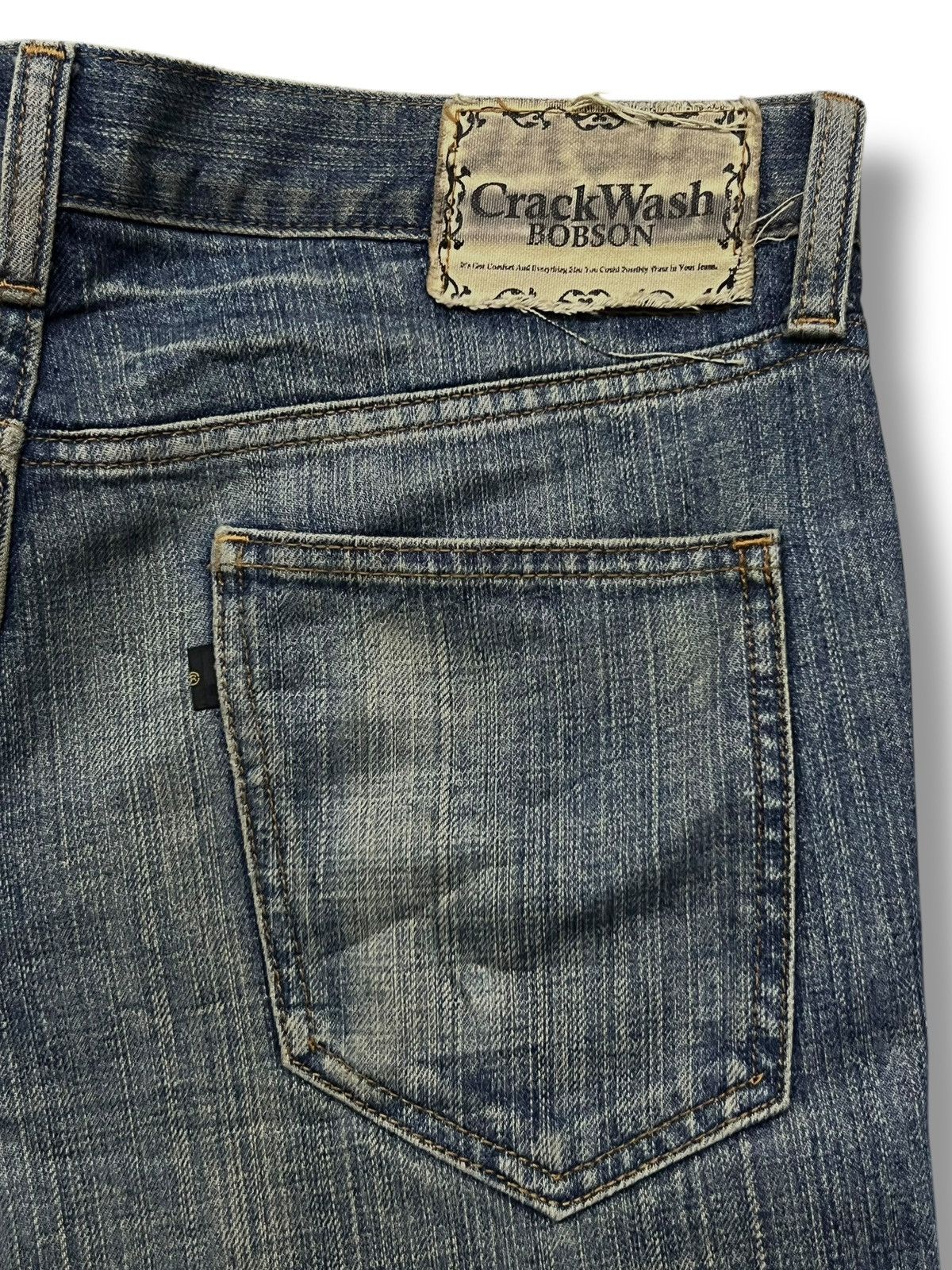 Japanese Brand Vintage 90s Crack Wash Bobson - Faded Wash, Distressed Denim Size US 32 / EU 48 - 8 Thumbnail