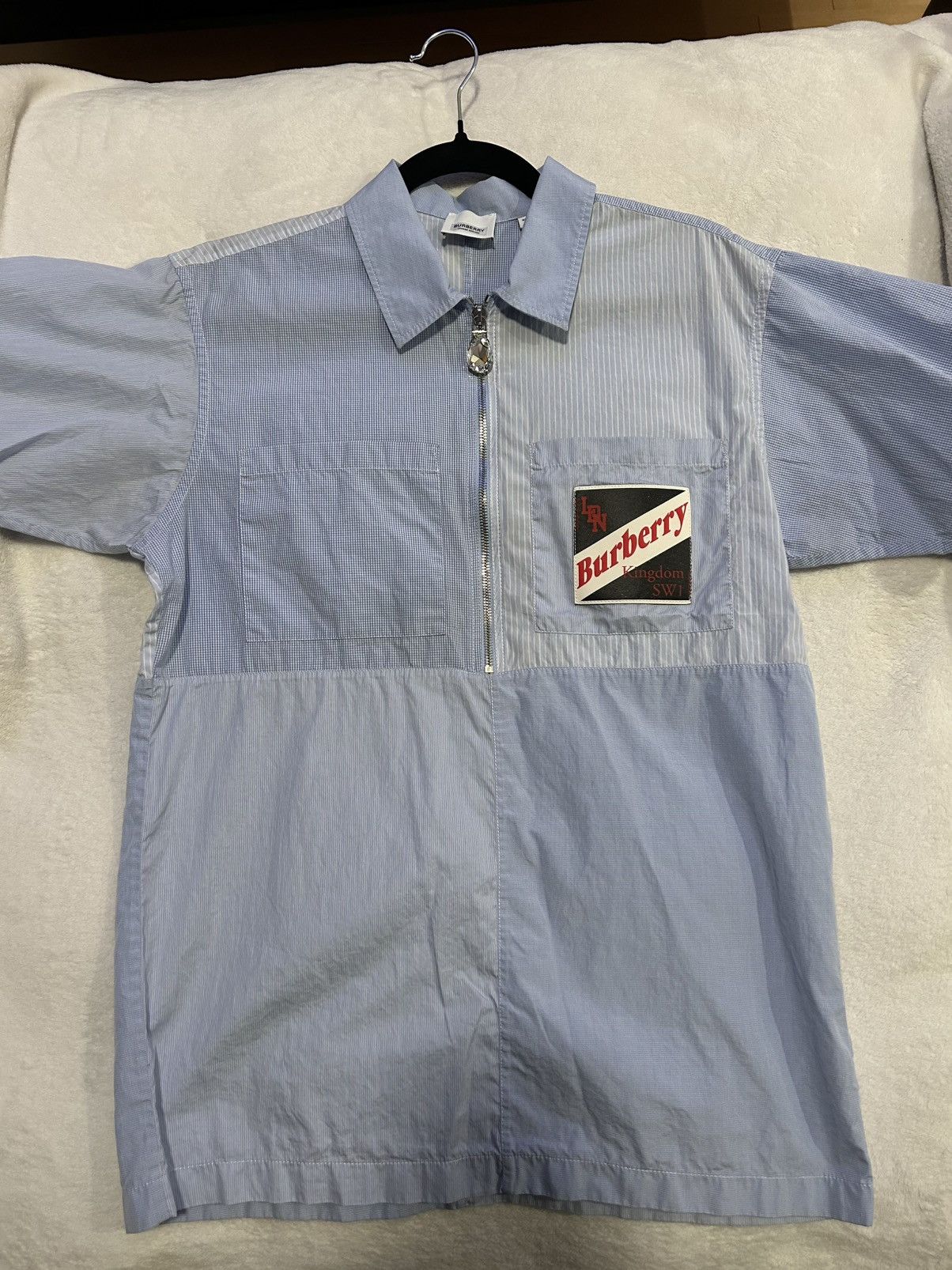 Burberry Burberry Short-Sleeve Logo Patchwork Shirt Size US M / EU 48-50 / 2 - 2 Thumbnail