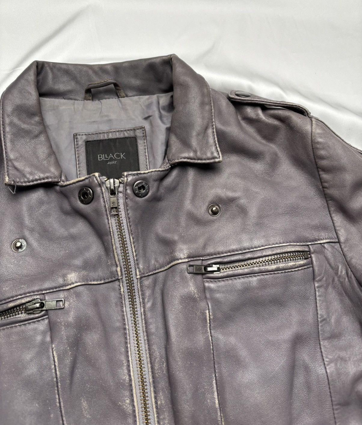 Vintage Black Noir vintage faded leather jacket Size S / US 4 / IT 40 - 4 Thumbnail